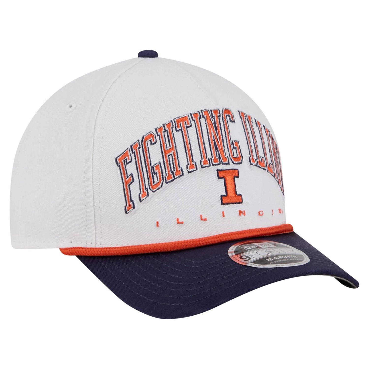 New Era Navy Illinois Fighting Illini Arch Two-Tone Rope 9FORTY A-Frame M-Crown Adjustable Hat - view number 3