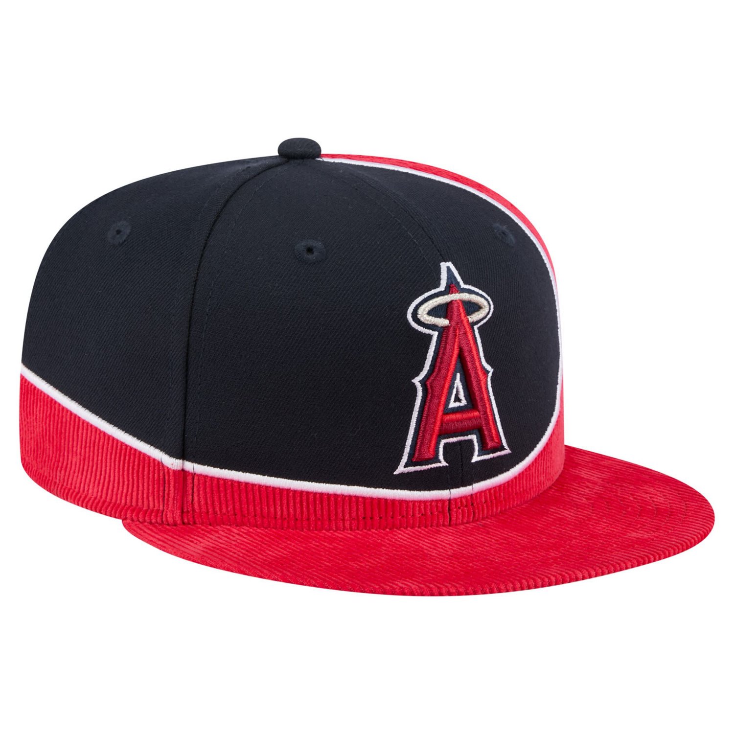 New Era Navy Los Angeles Angels Retro Split Corduroy Snapback Hat - view number 3