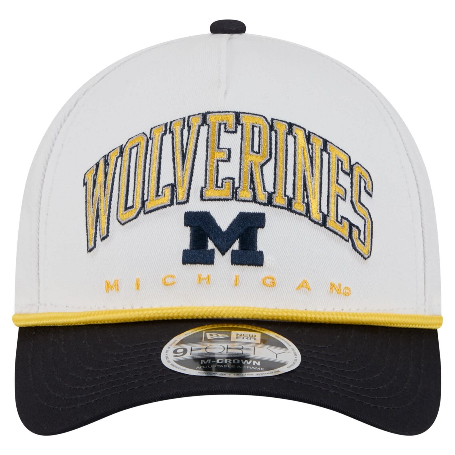 New Era Navy Michigan Wolverines Arch Two-Tone Rope 9FORTY A-Frame M-Crown Adjustable Hat - view number 2
