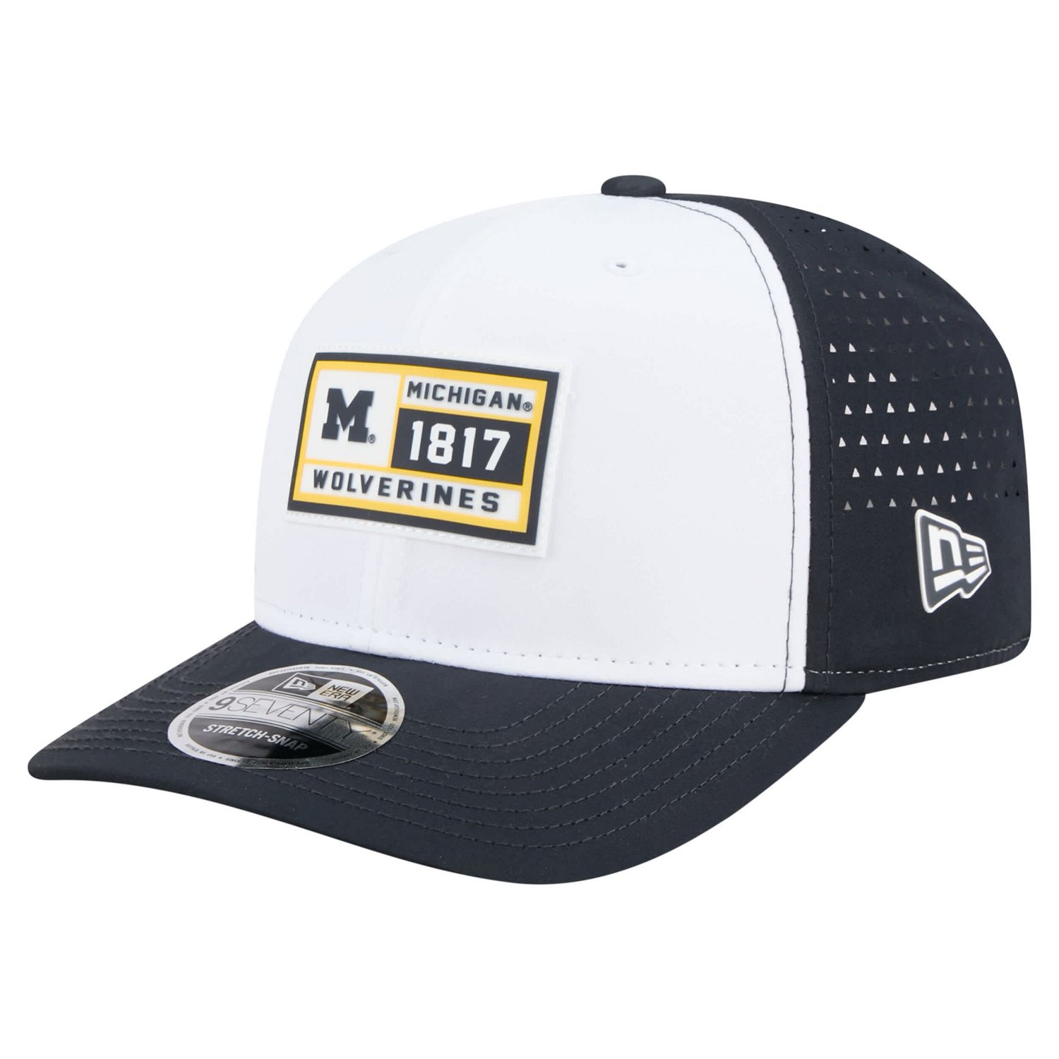 New Era Navy Michigan Wolverines Perforated Patched 9SEVENTY Adjustable Hat - view number 1