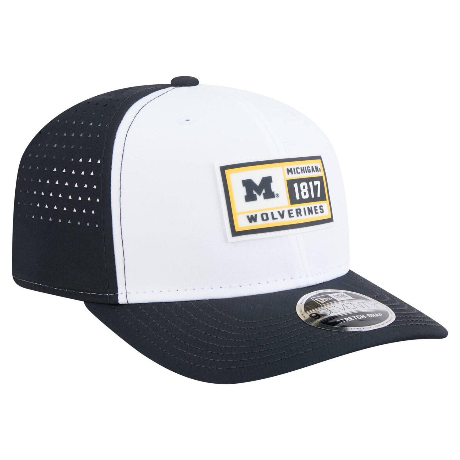 New Era Navy Michigan Wolverines Perforated Patched 9SEVENTY Adjustable Hat - view number 3