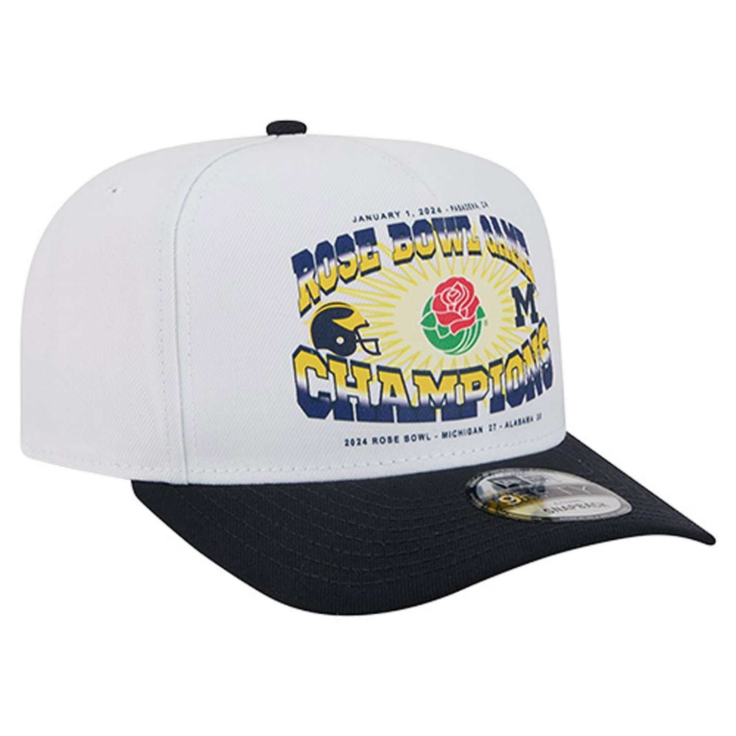 New Era Navy Michigan Wolverines Retro 2024 Rose Bowl Champions 9FIFTY A-Frame Snapback Hat - view number 3