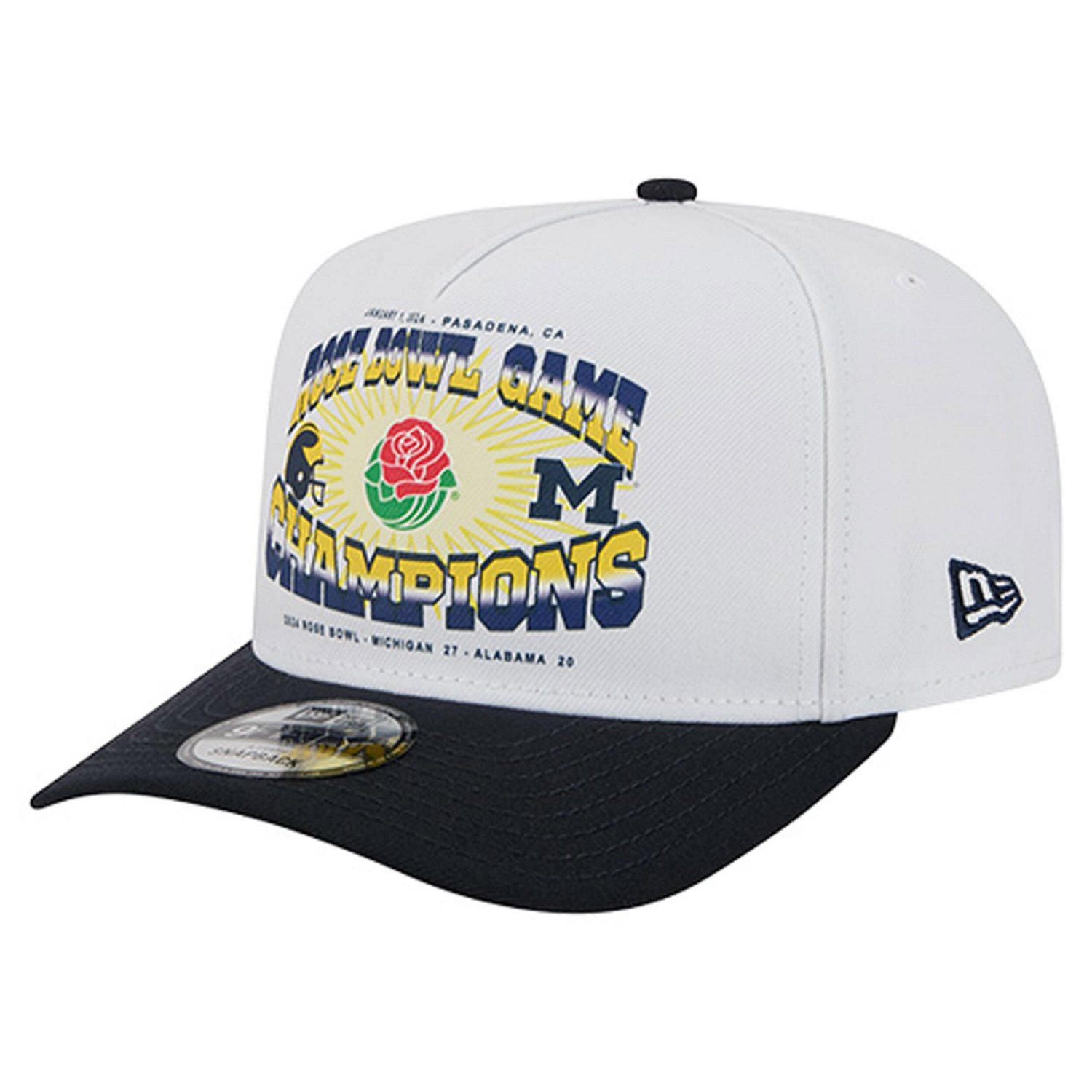 New Era Navy Michigan Wolverines Retro 2024 Rose Bowl Champions 9FIFTY A-Frame Snapback Hat