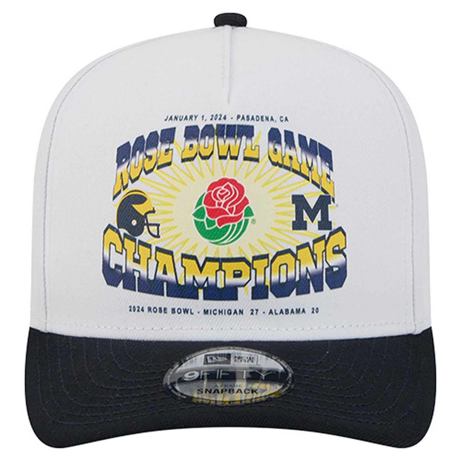 New Era Navy Michigan Wolverines Retro 2024 Rose Bowl Champions 9FIFTY A-Frame Snapback Hat - view number 2