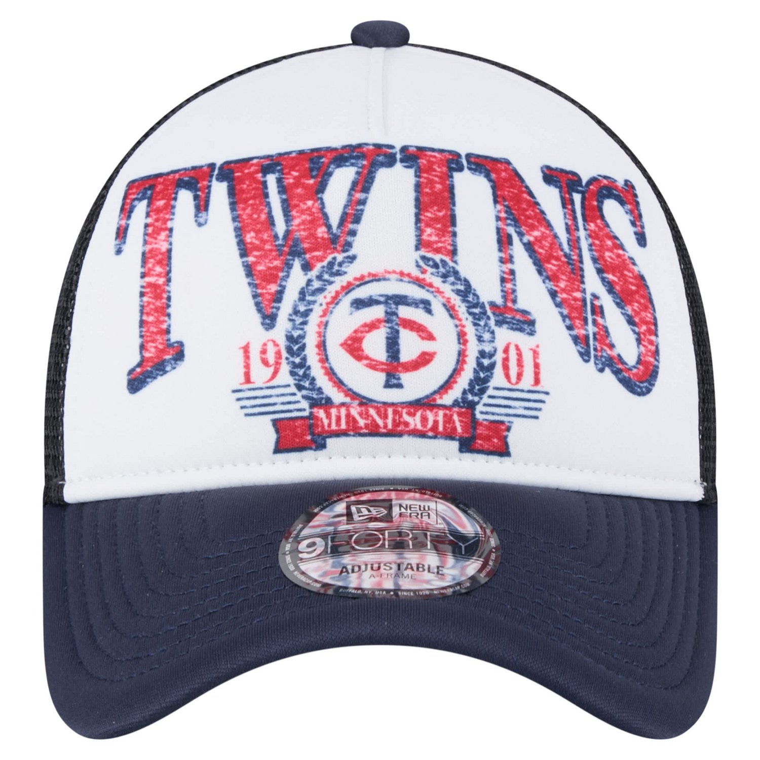 New Era Navy Minnesota Twins Distressed 9FORTY A-Frame Adjustable Trucker Hat - view number 2