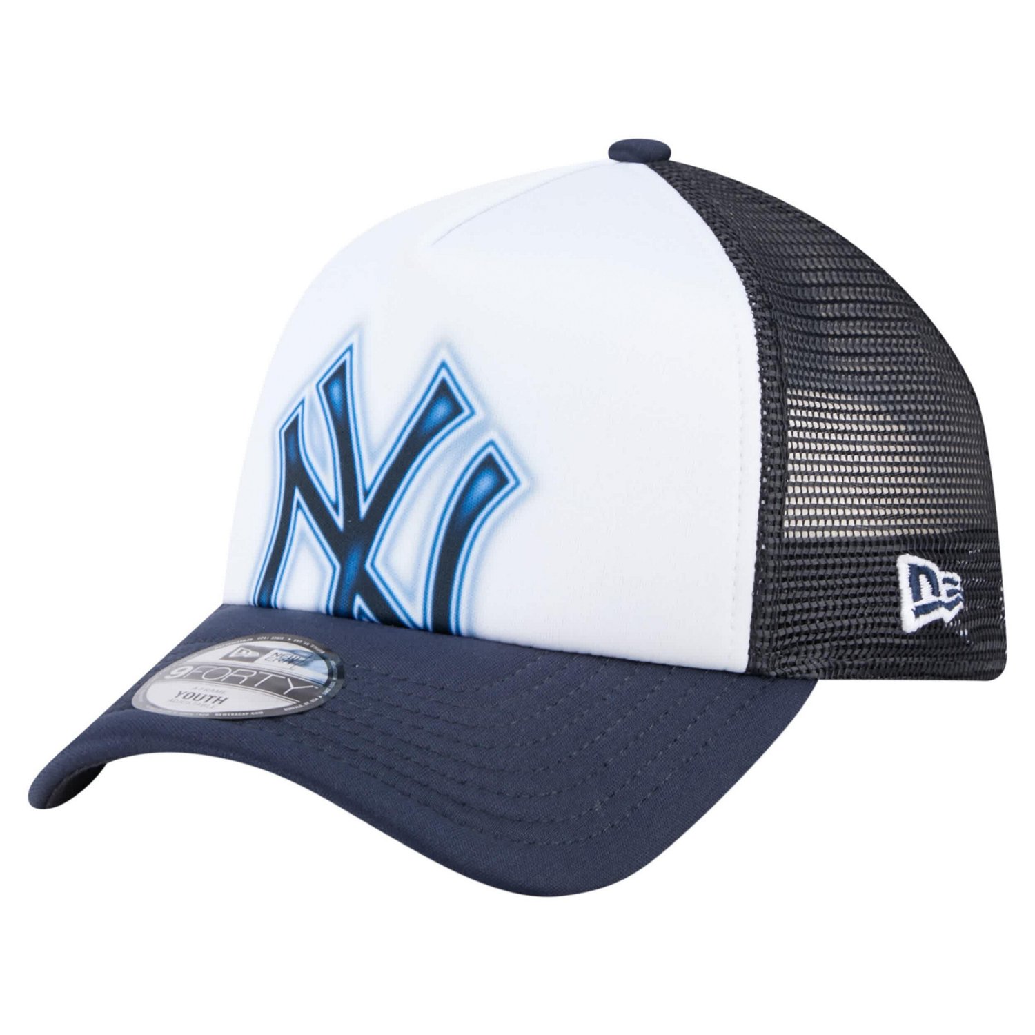 New Era Navy New York Yankees Painted A-Frame 9FORTY Trucker Adjustable Hat