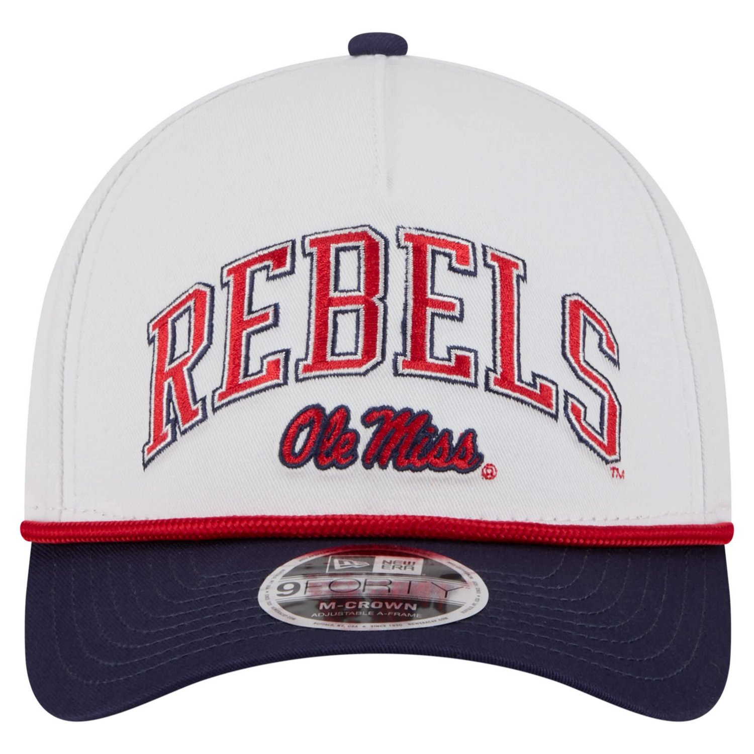 New Era Navy Ole Miss Rebels Arch Two-Tone Rope 9FORTY A-Frame M-Crown Adjustable Hat - view number 2