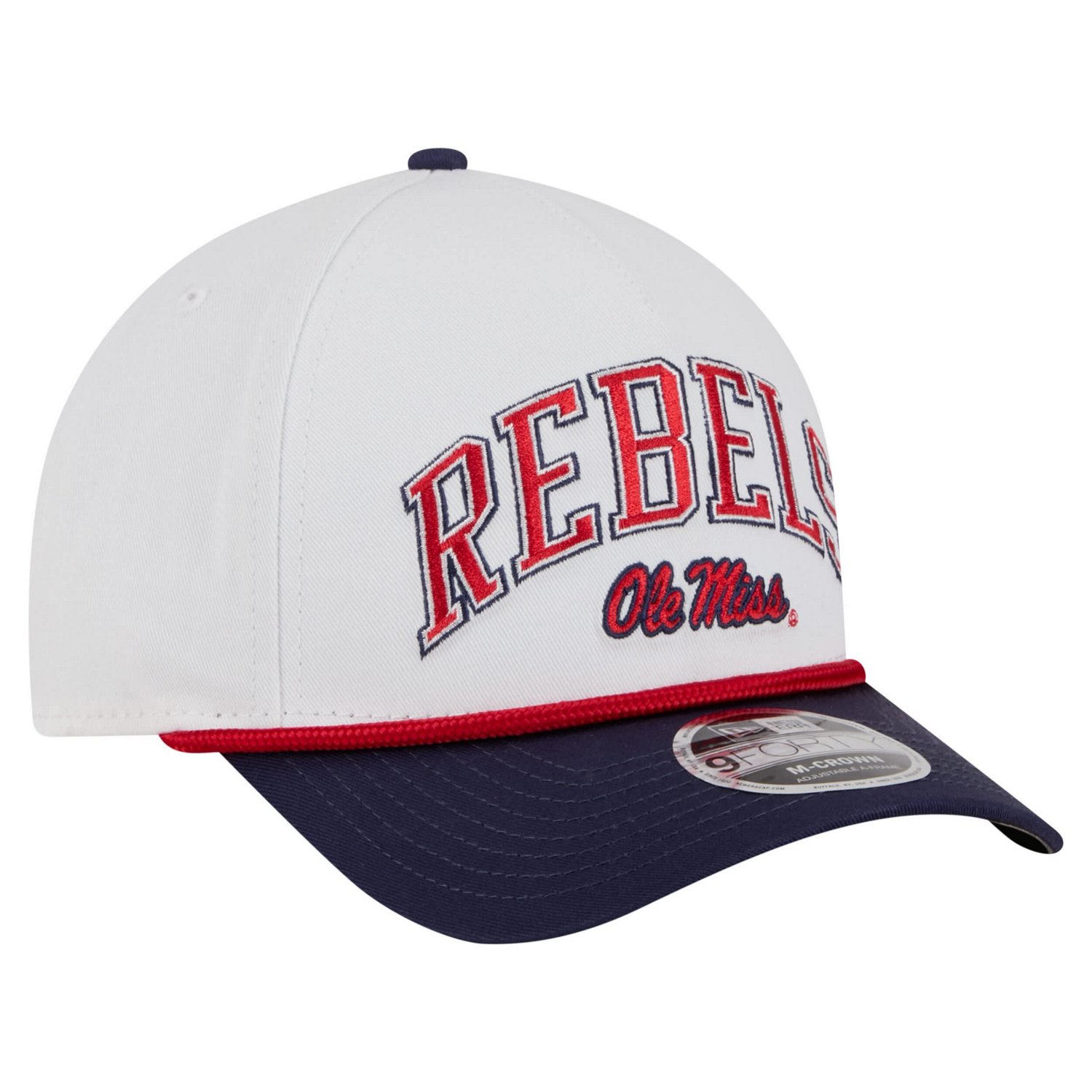 New Era Navy Ole Miss Rebels Arch Two-Tone Rope 9FORTY A-Frame M-Crown Adjustable Hat - view number 3