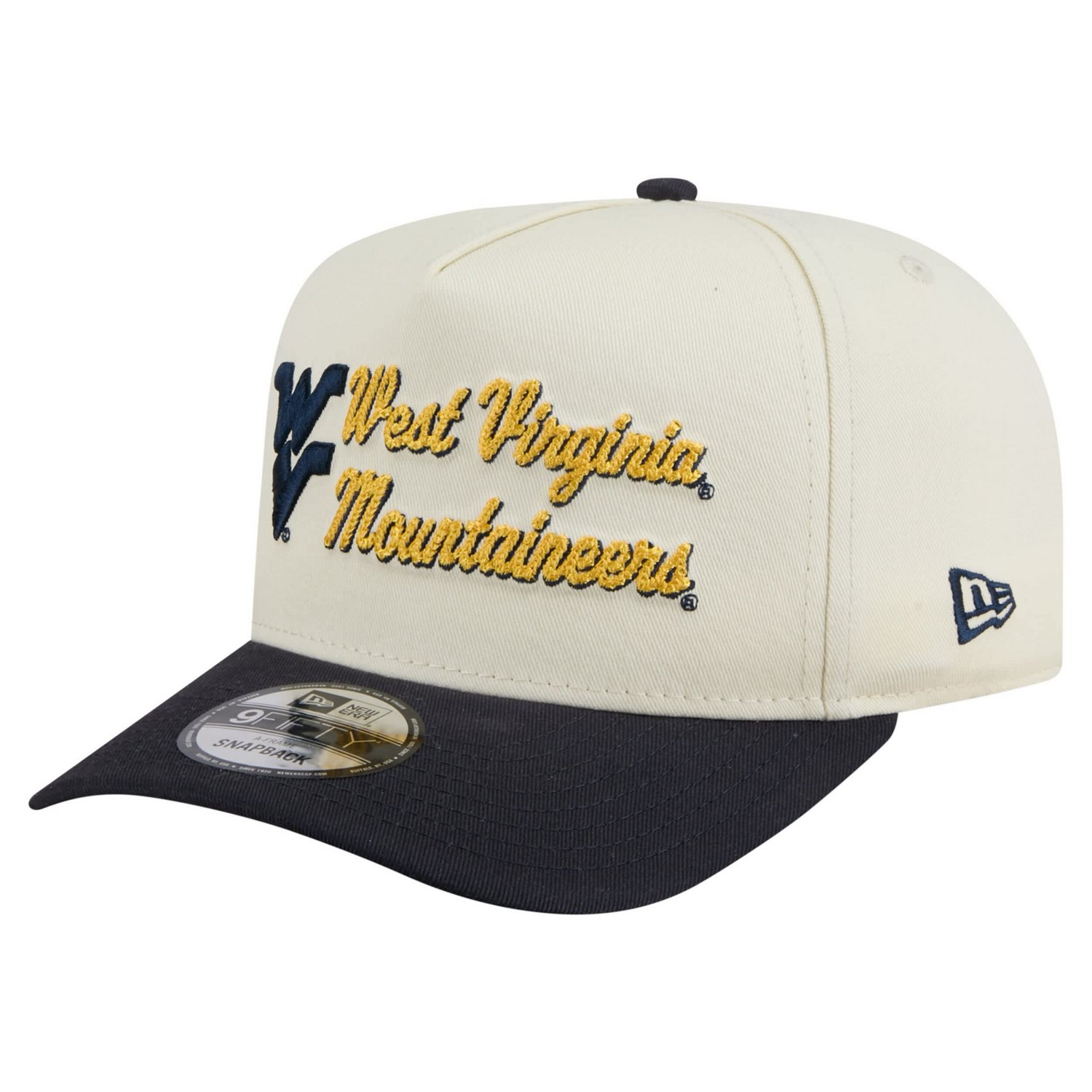 New Era Navy West Virginia Mountaineers Vintage Chainstitch 9FIFTY A-Frame Snapback Hat