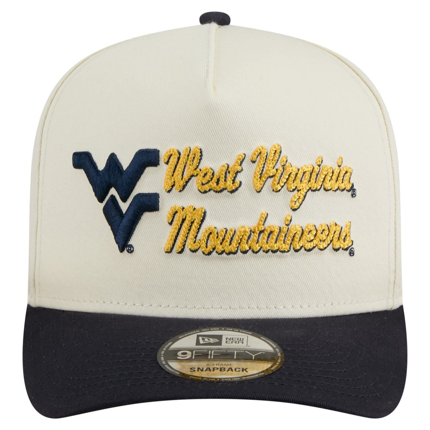 New Era Navy West Virginia Mountaineers Vintage Chainstitch 9FIFTY A-Frame Snapback Hat - view number 2