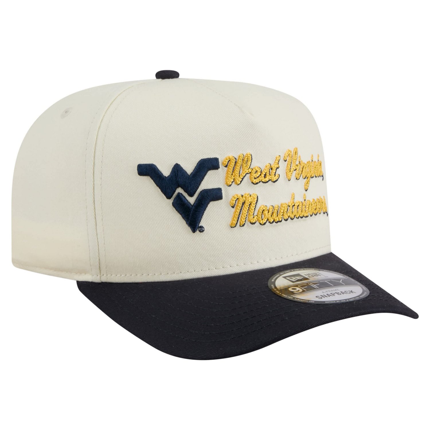 New Era Navy West Virginia Mountaineers Vintage Chainstitch 9FIFTY A-Frame Snapback Hat - view number 3