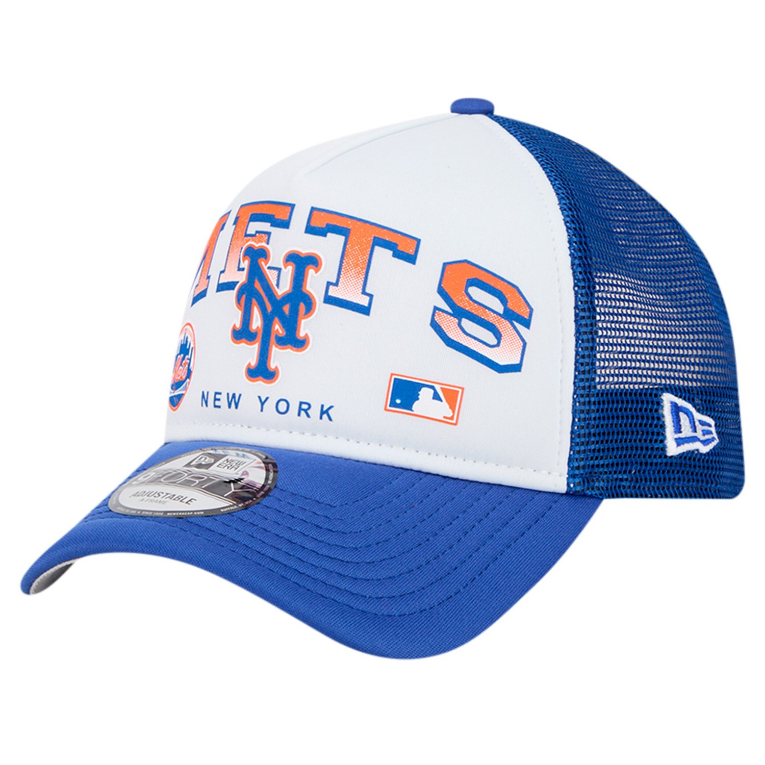 New Era New York Mets Retro Wordmark 9FORTY A-Frame Trucker Adjustable Hat