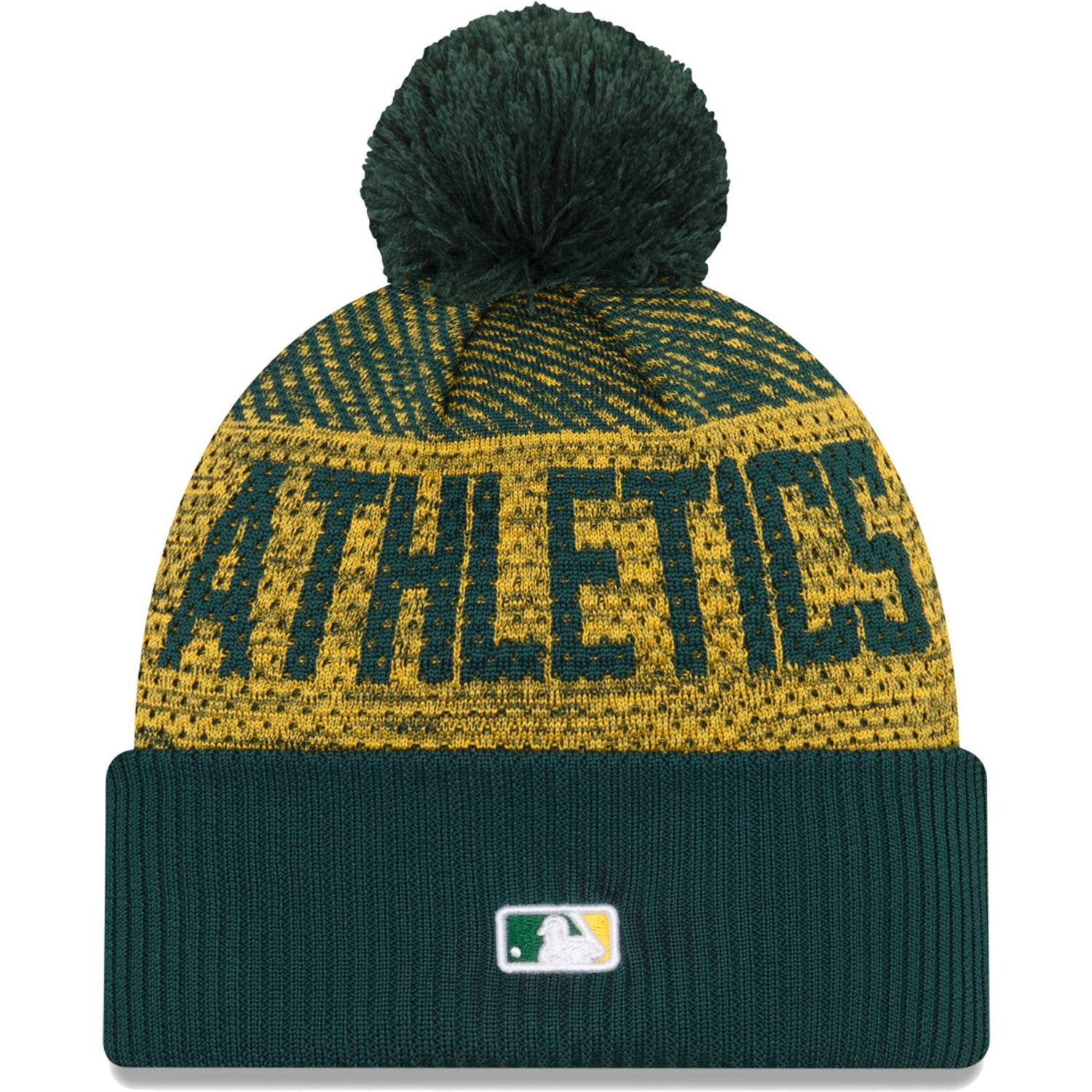 New Era Oakland Athletics Authentic Collection Sport Cuffed Knit Hat with Pom