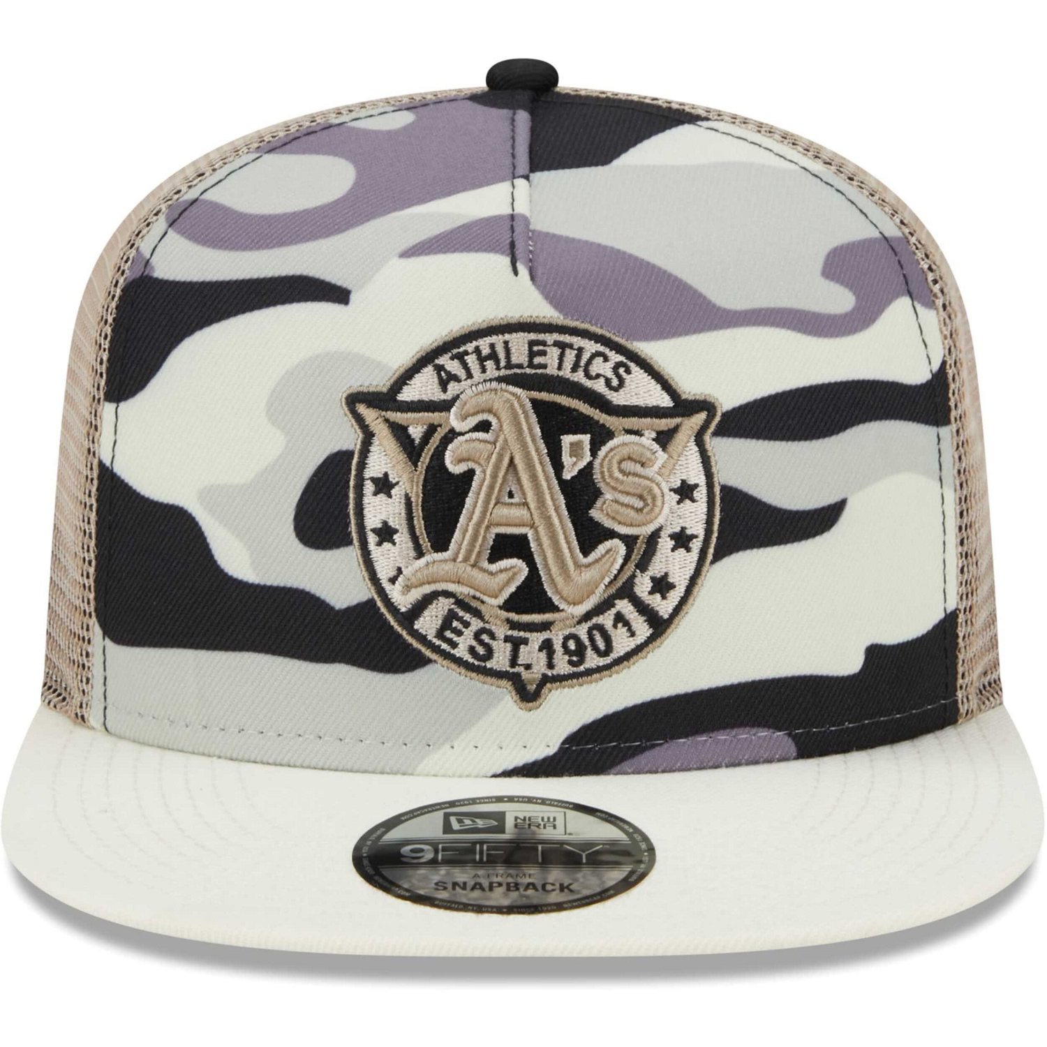New Era Oakland Athletics Chrome Camo A-Frame 9FIFTY Trucker Snapback Hat                                                        - view number 2