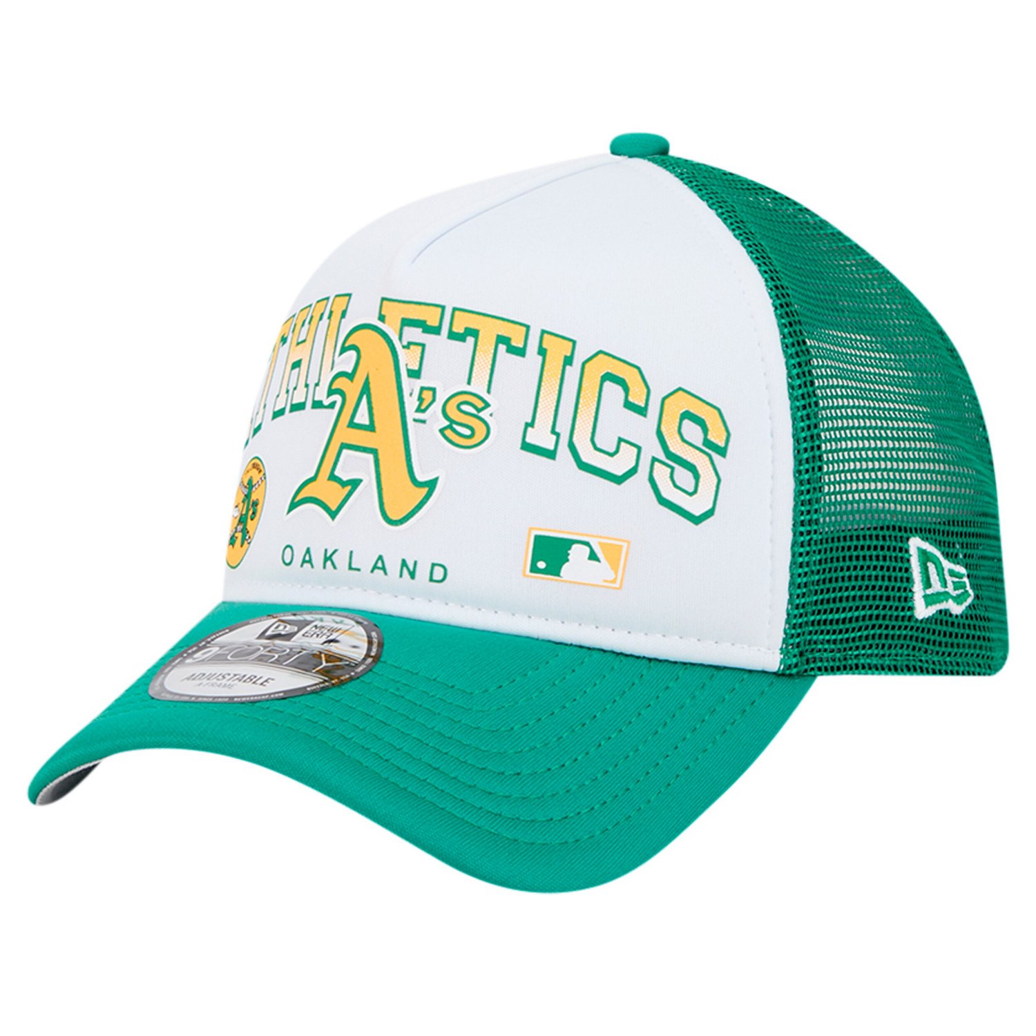 New Era Oakland Athletics Retro Wordmark 9FORTY A-Frame Trucker Adjustable Hat