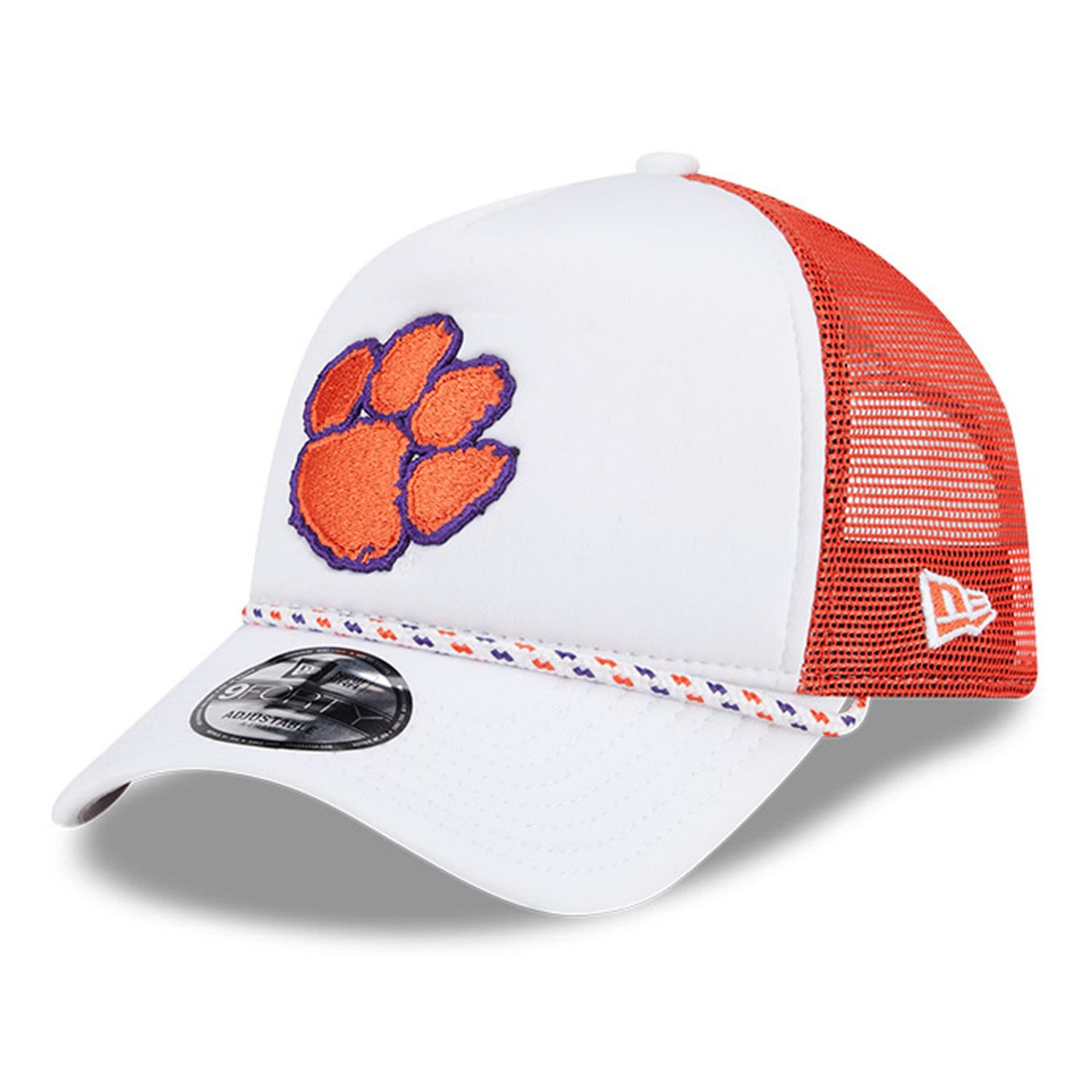 New Era Orange Clemson Tigers Court Sport Foam A-Frame 9FORTY Adjustable Trucker Hat