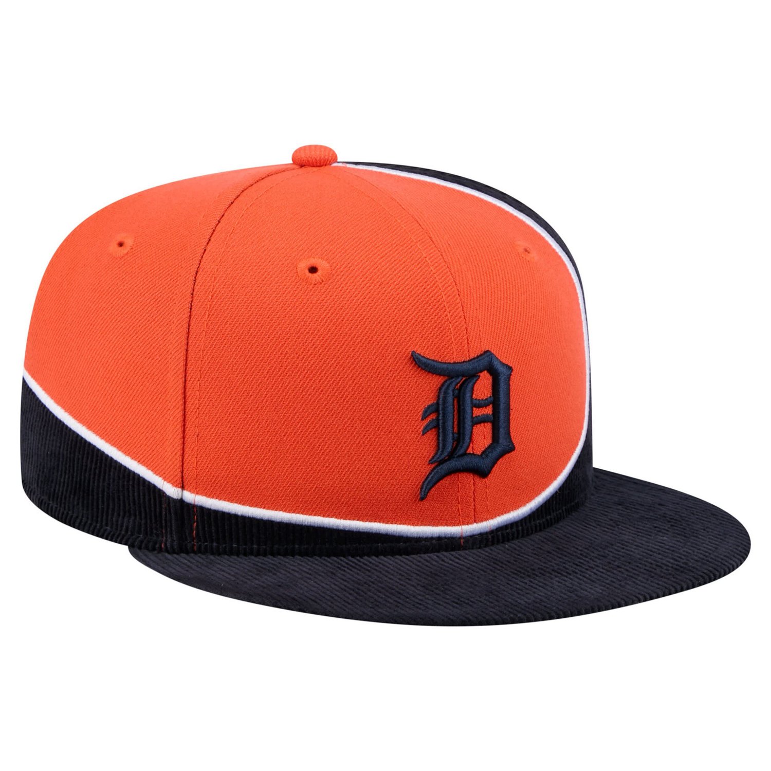 New Era Orange Detroit Tigers Retro Split Corduroy Snapback Hat - view number 3