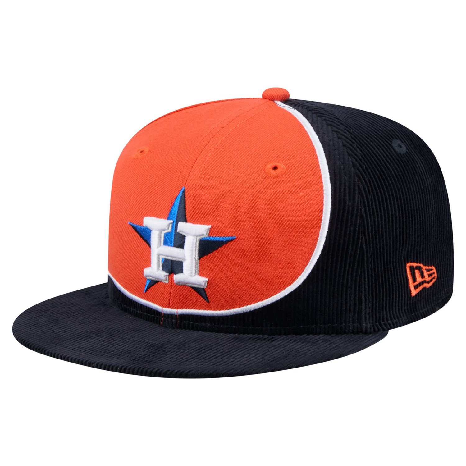 New Era Orange Houston Astros Retro Split Corduroy Snapback Hat