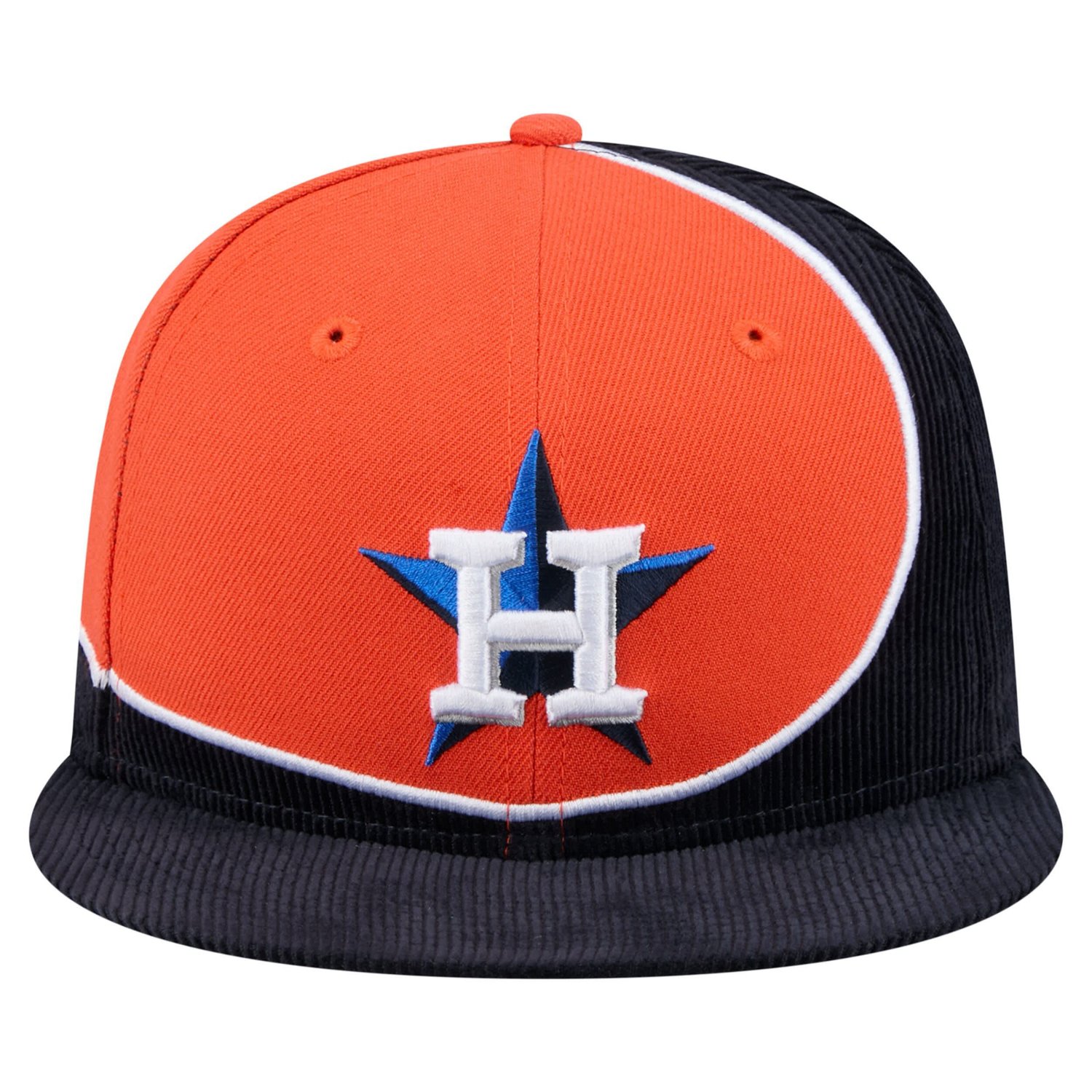 New Era Orange Houston Astros Retro Split Corduroy Snapback Hat - view number 2
