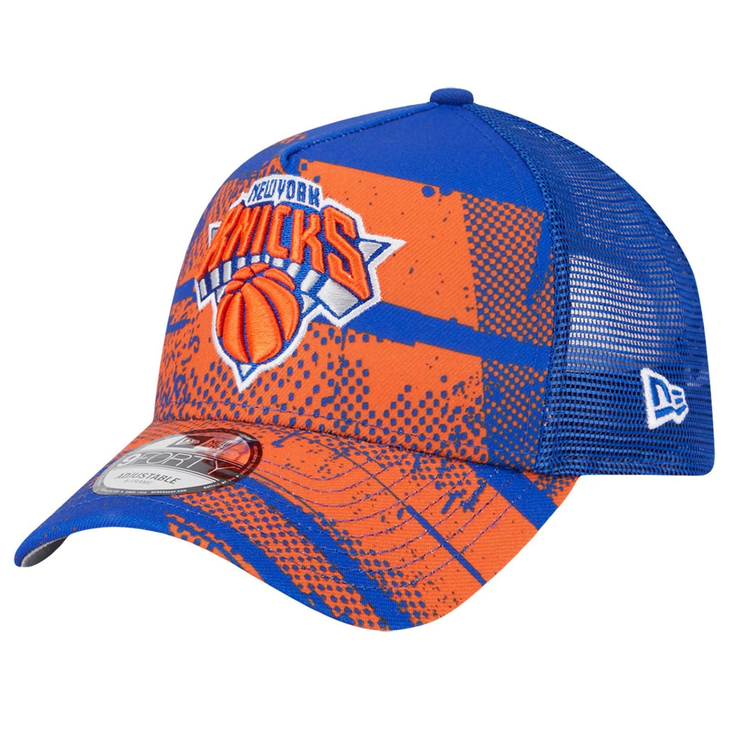 New Era Orange New York Knicks Tip Off A-Frame Trucker 9FORTY Adjustable Hat - view number 3