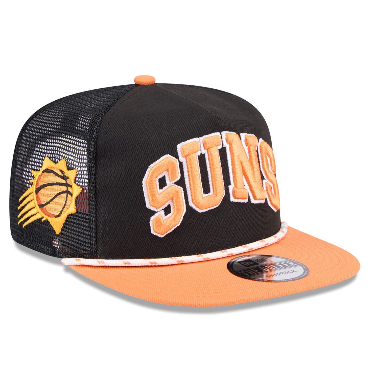 New Era Orange Phoenix Suns Throwback Team Arch Golfer Snapback Hat