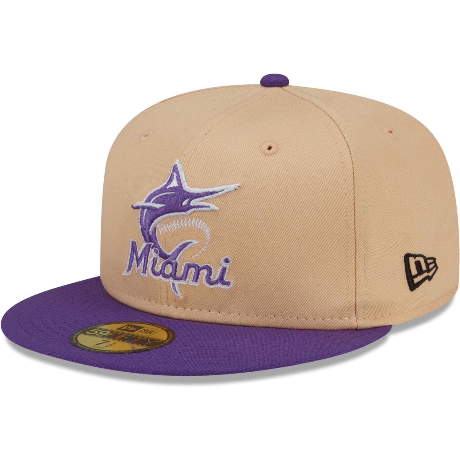 New Era Peach/ Miami Marlins 2003 World Series Side Patch 59FIFTY Fitted Hat - view number 3