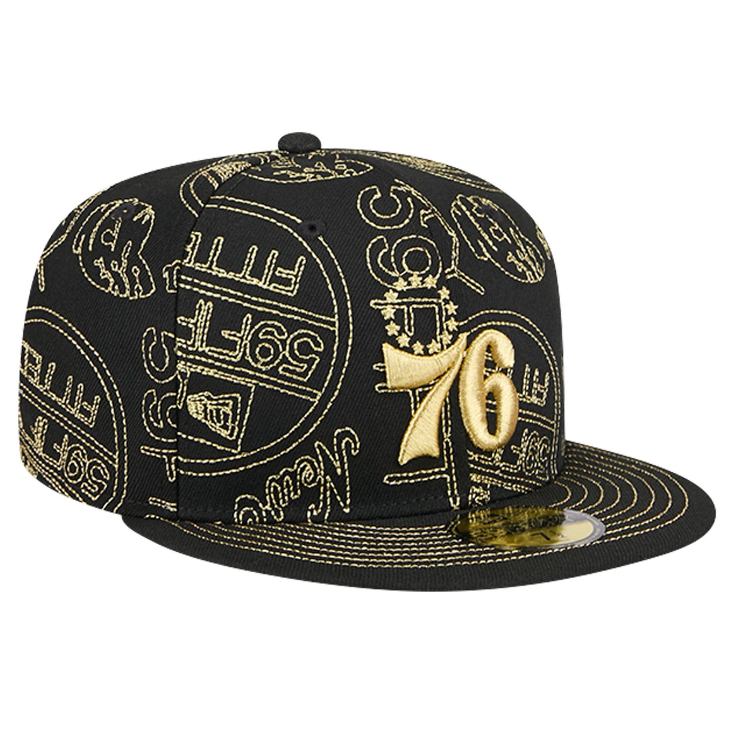 New Era Philadelphia 76ers 59FIFTY Day Allover Print Stencil Fitted Hat - view number 3