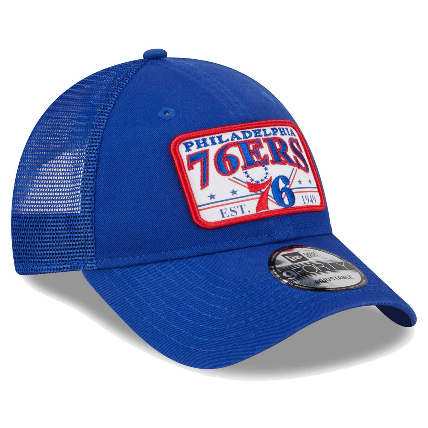 New Era Philadelphia 76ers Plate Oversized Patch Trucker 9FORTY Adjustable Hat - view number 3
