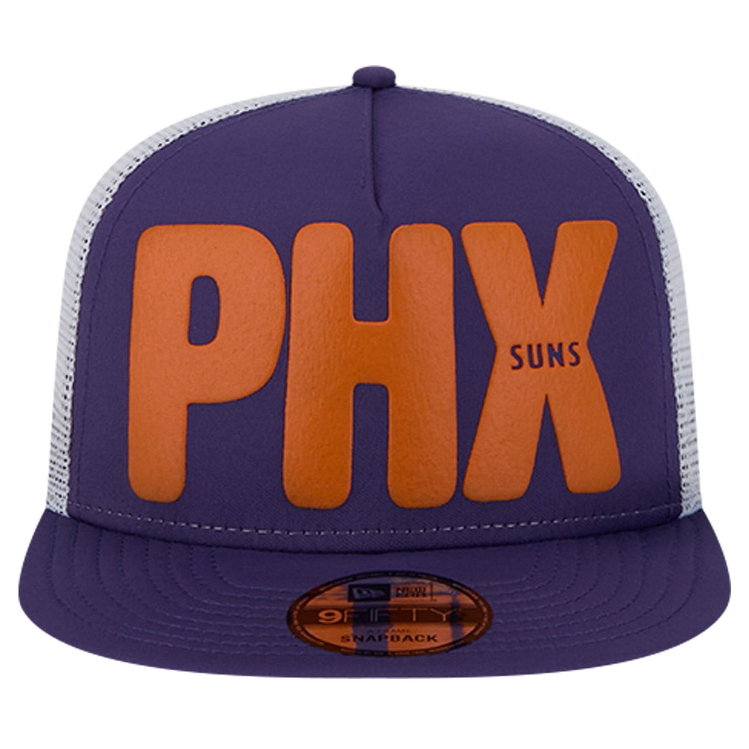 New Era Phoenix Suns Puff Print Team Code A-Frame 9FIFTY Trucker Snapback Hat                                                    - view number 2