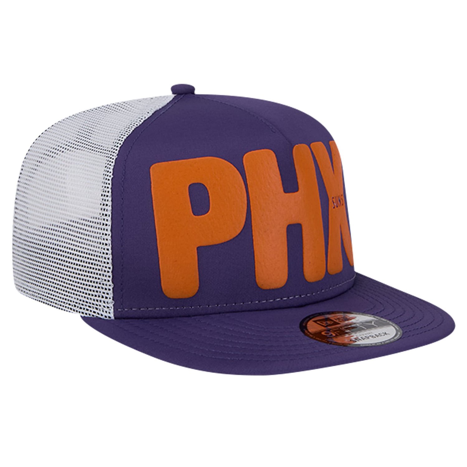 New Era Phoenix Suns Puff Print Team Code A-Frame 9FIFTY Trucker Snapback Hat                                                    - view number 3
