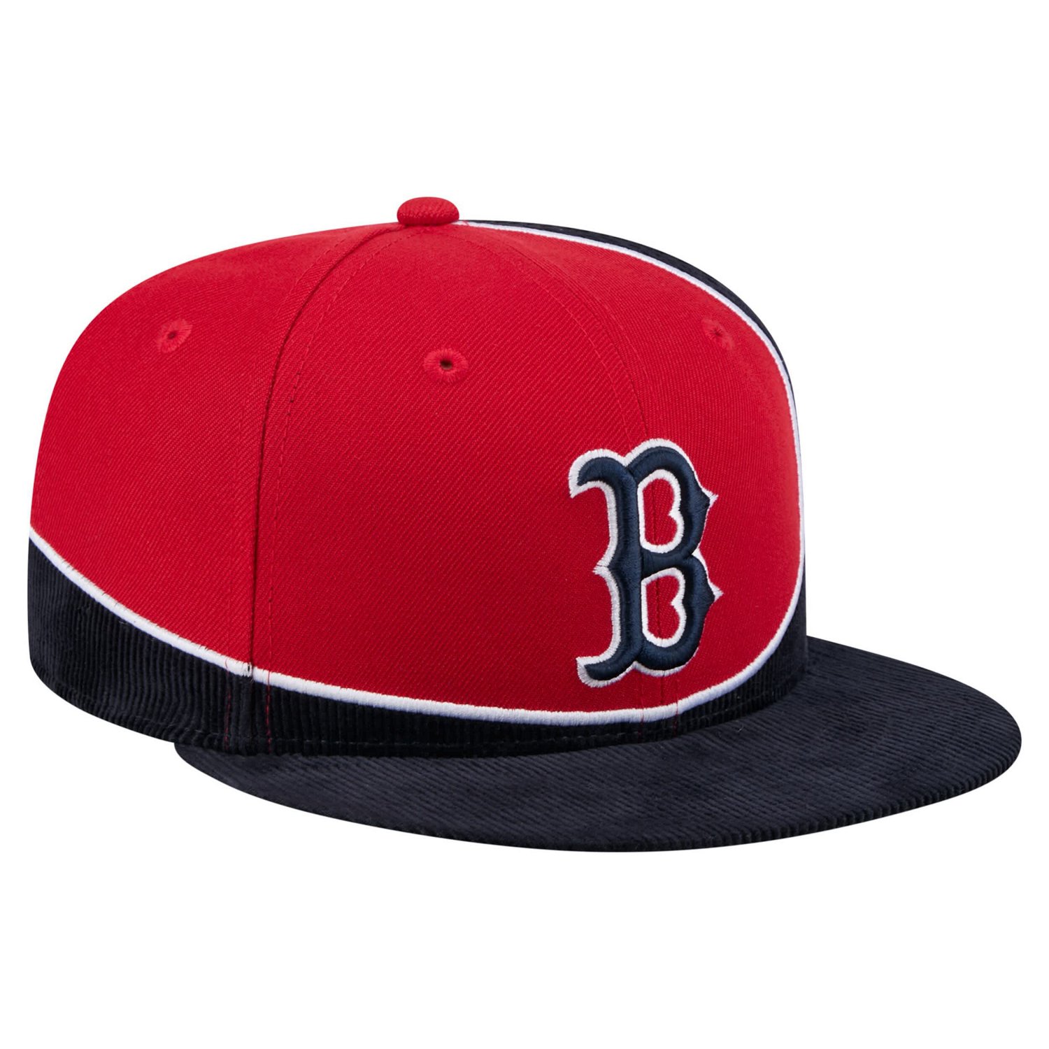 New Era Red Boston Red Sox Retro Split Corduroy Snapback Hat - view number 3
