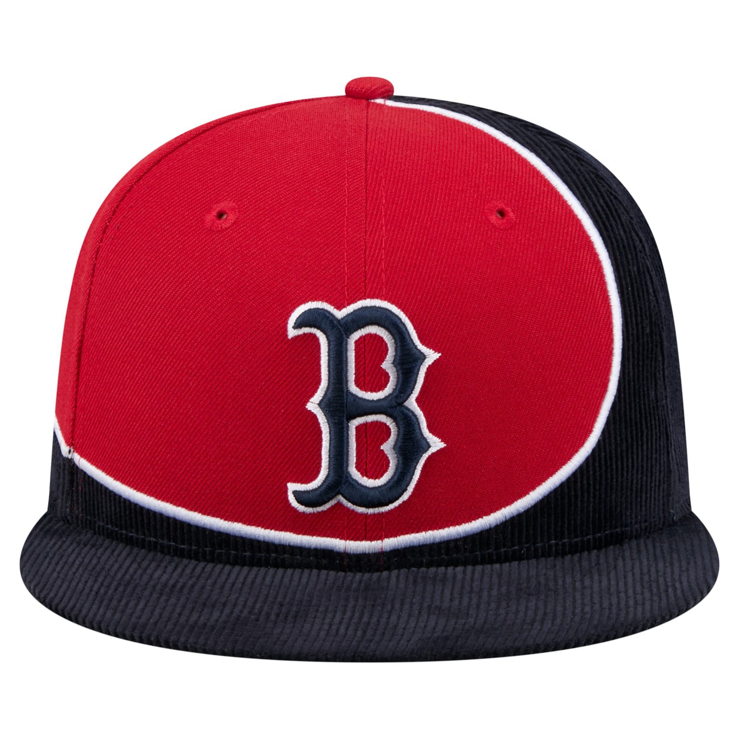New Era Red Boston Red Sox Retro Split Corduroy Snapback Hat - view number 2