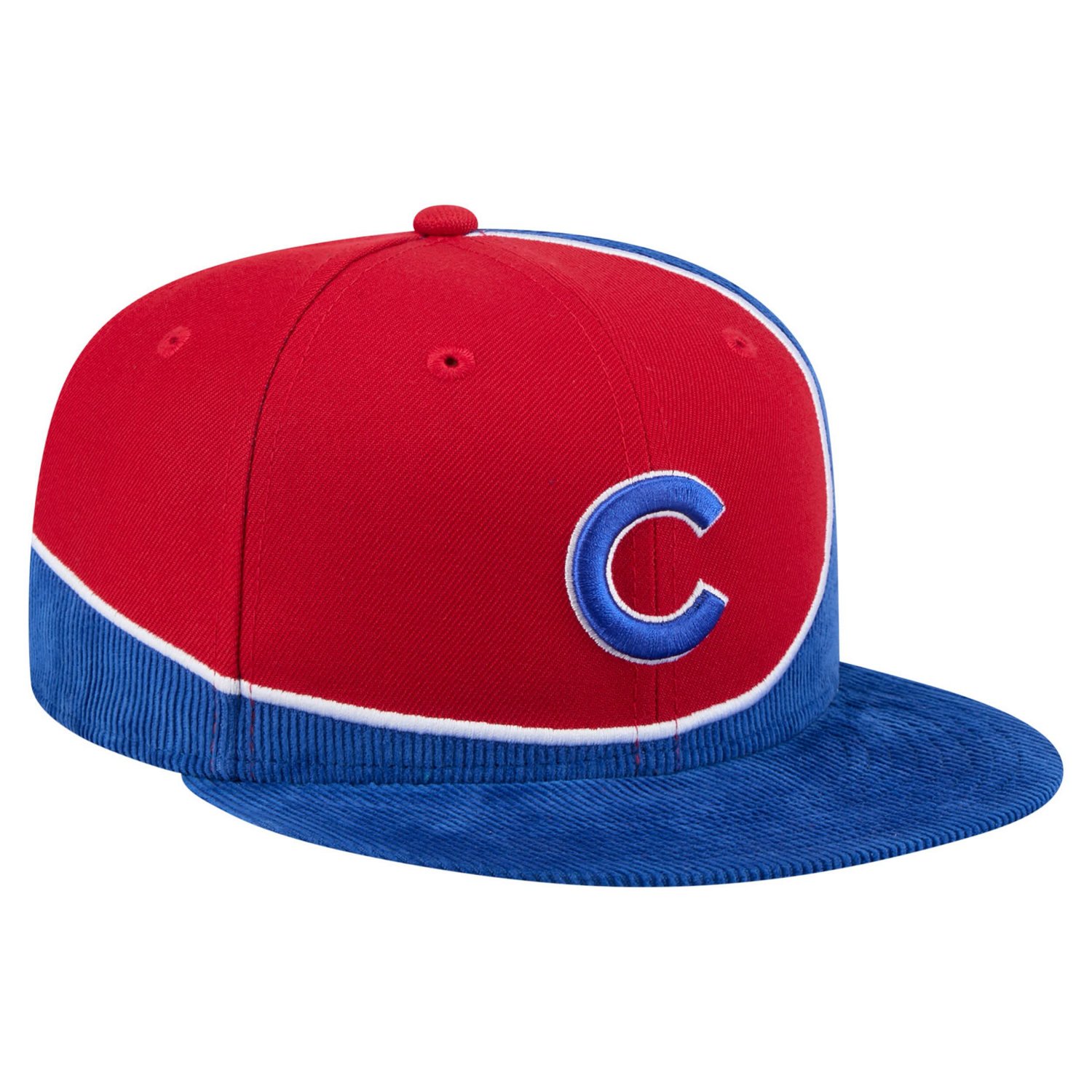 New Era Red Chicago Cubs Retro Split Corduroy Snapback Hat - view number 3