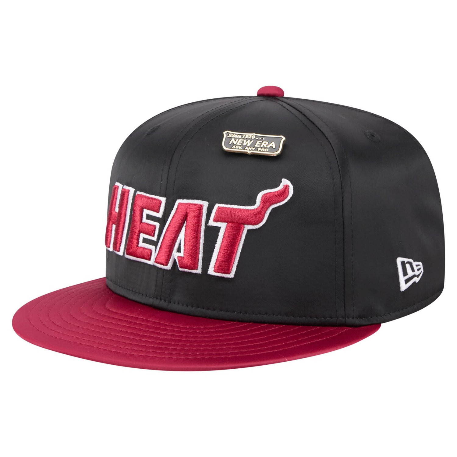 New Era Red Miami Heat Throwback Satin Vintage Pin Two-Tone 59FIFTY Fitted Hat - view number 3