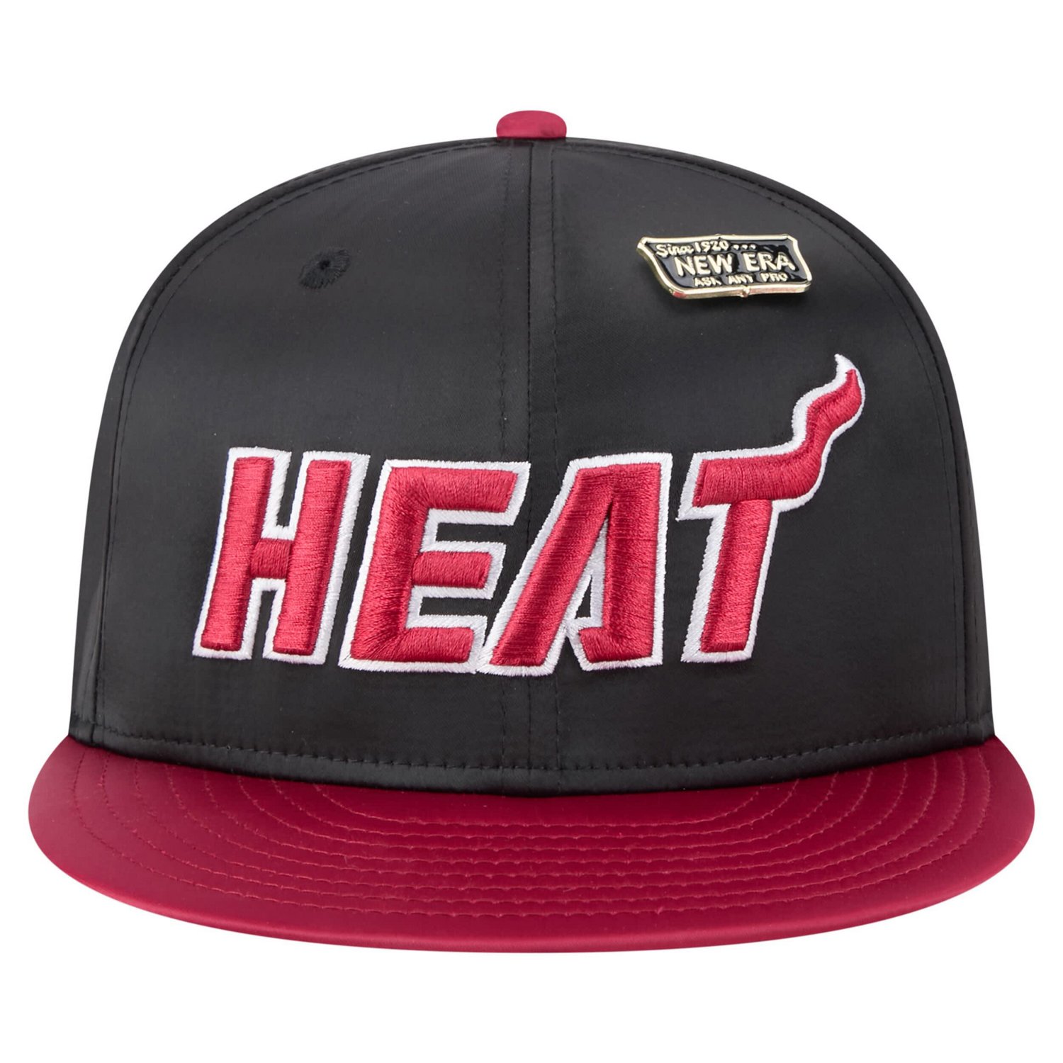 New Era Red Miami Heat Throwback Satin Vintage Pin Two-Tone 59FIFTY Fitted Hat - view number 2