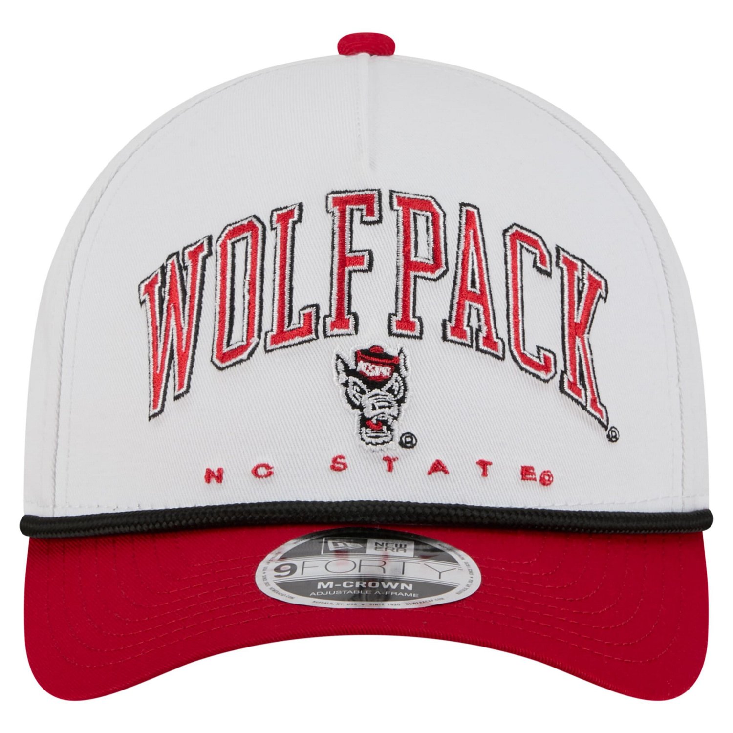 New Era Red NC State Wolfpack Arch Two-Tone Rope 9FORTY A-Frame M-Crown Adjustable Hat - view number 2