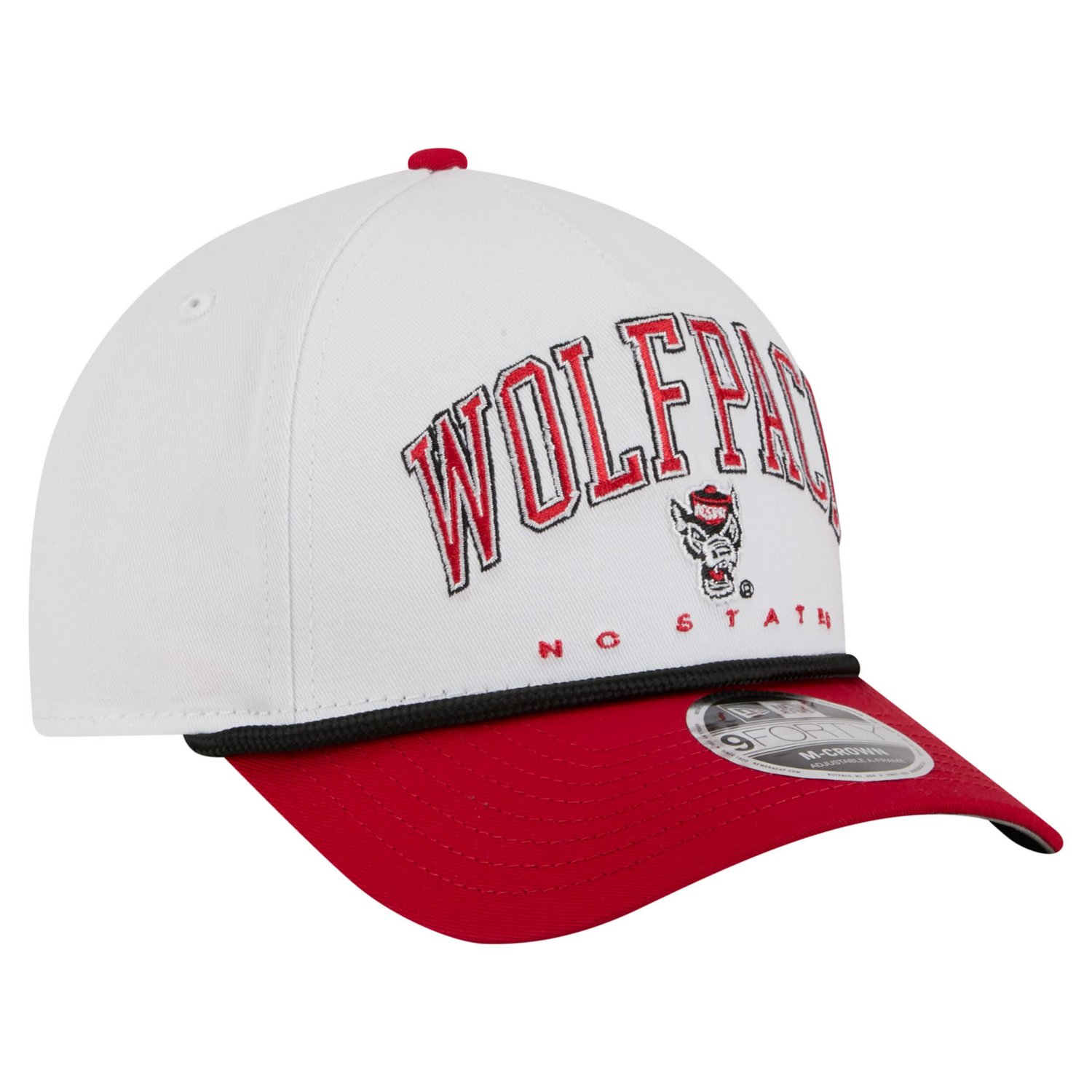 New Era Red NC State Wolfpack Arch Two-Tone Rope 9FORTY A-Frame M-Crown Adjustable Hat - view number 3