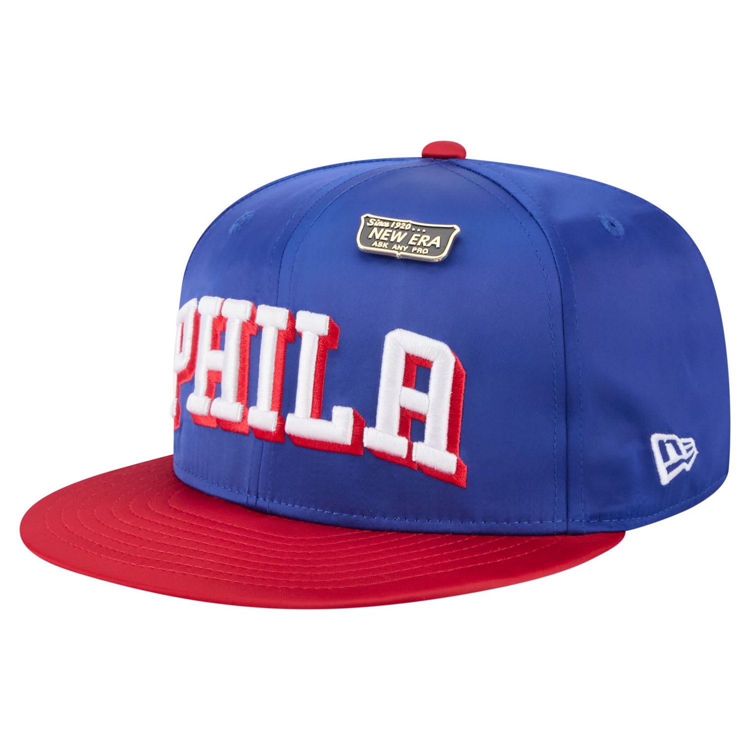 New Era Red Philadelphia 76ers Throwback Satin Vintage Pin Two-Tone 59FIFTY Fitted Hat - view number 3