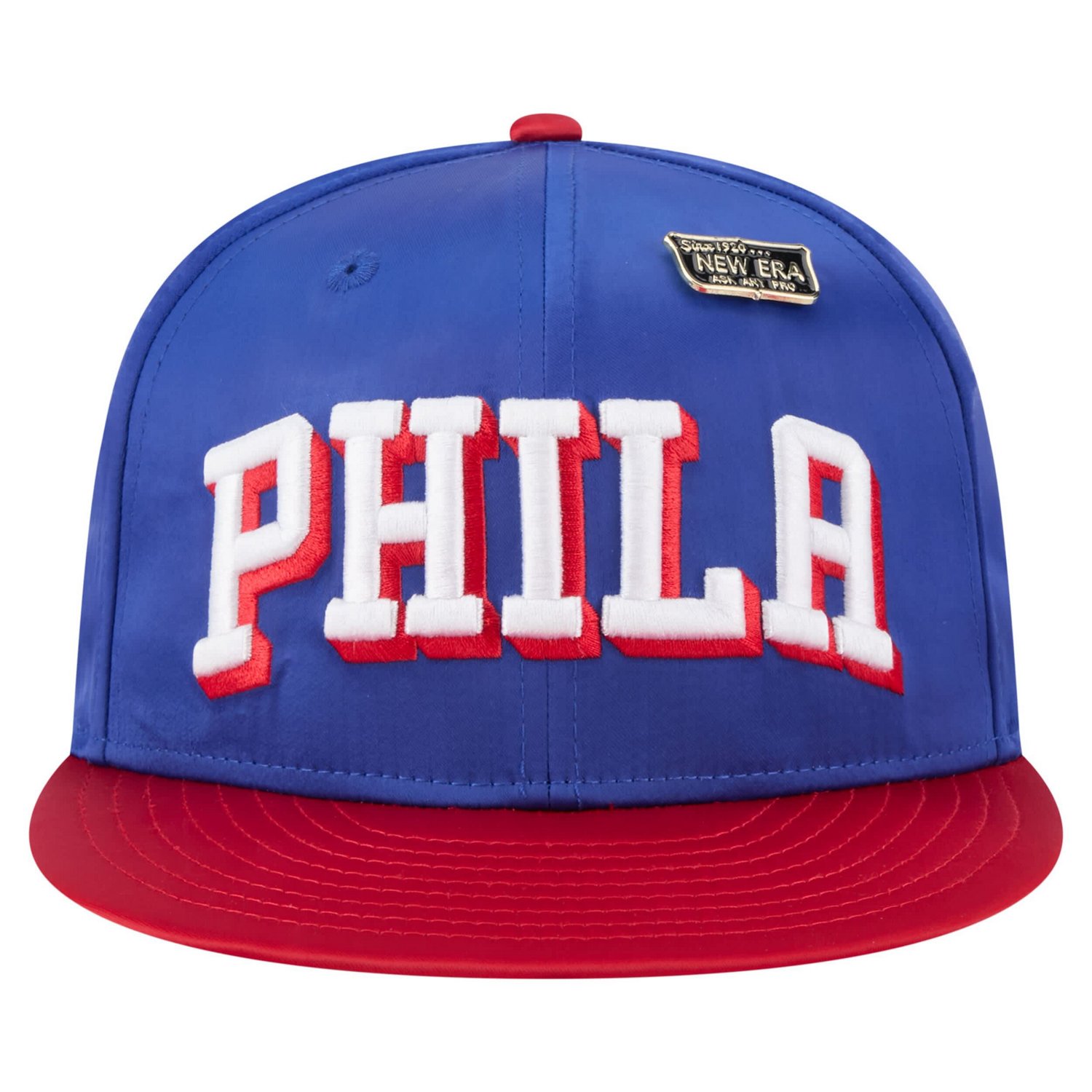 New Era Red Philadelphia 76ers Throwback Satin Vintage Pin Two-Tone 59FIFTY Fitted Hat - view number 2