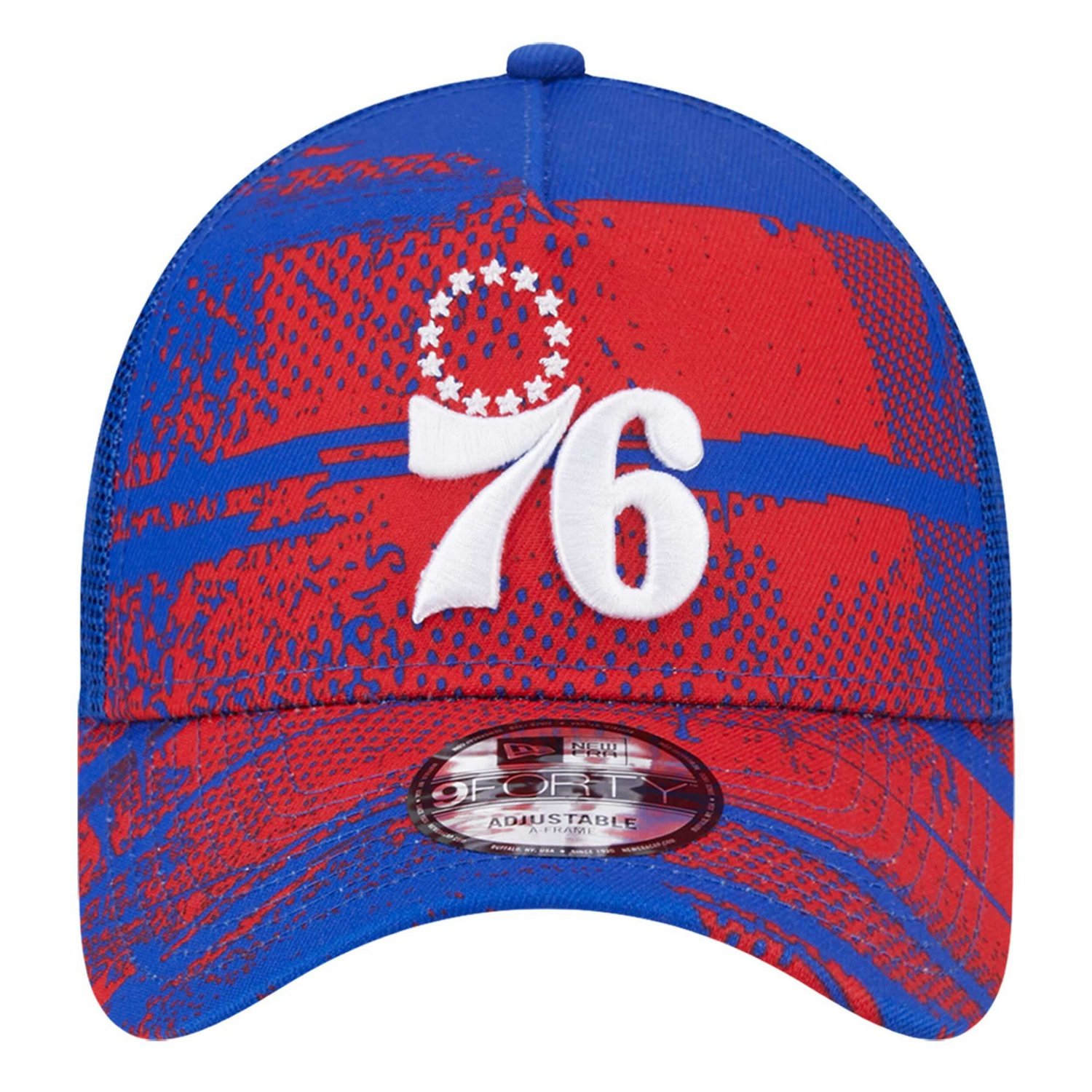 New Era Red Philadelphia 76ers Tip Off A-Frame Trucker 9FORTY Adjustable Hat - view number 2