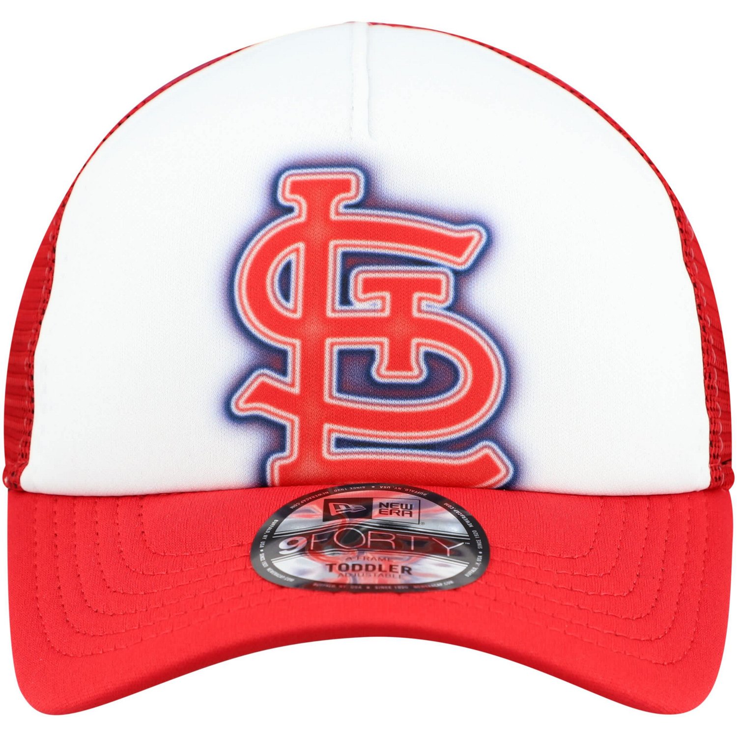 New Era Red St Louis Cardinals Painted A-Frame 9FORTY Trucker Adjustable Hat