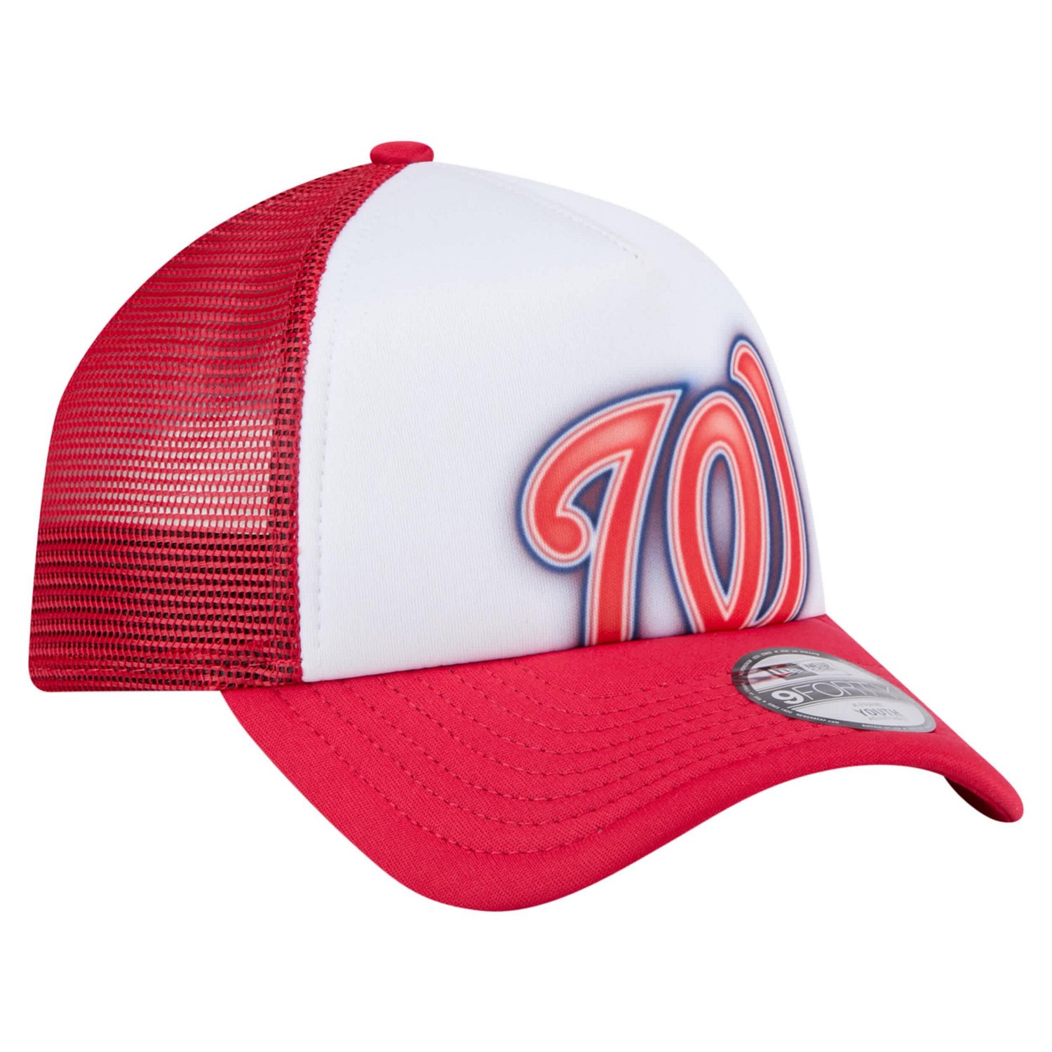 New Era Red Washington Nationals Painted A-Frame 9FORTY Trucker Adjustable Hat - view number 3