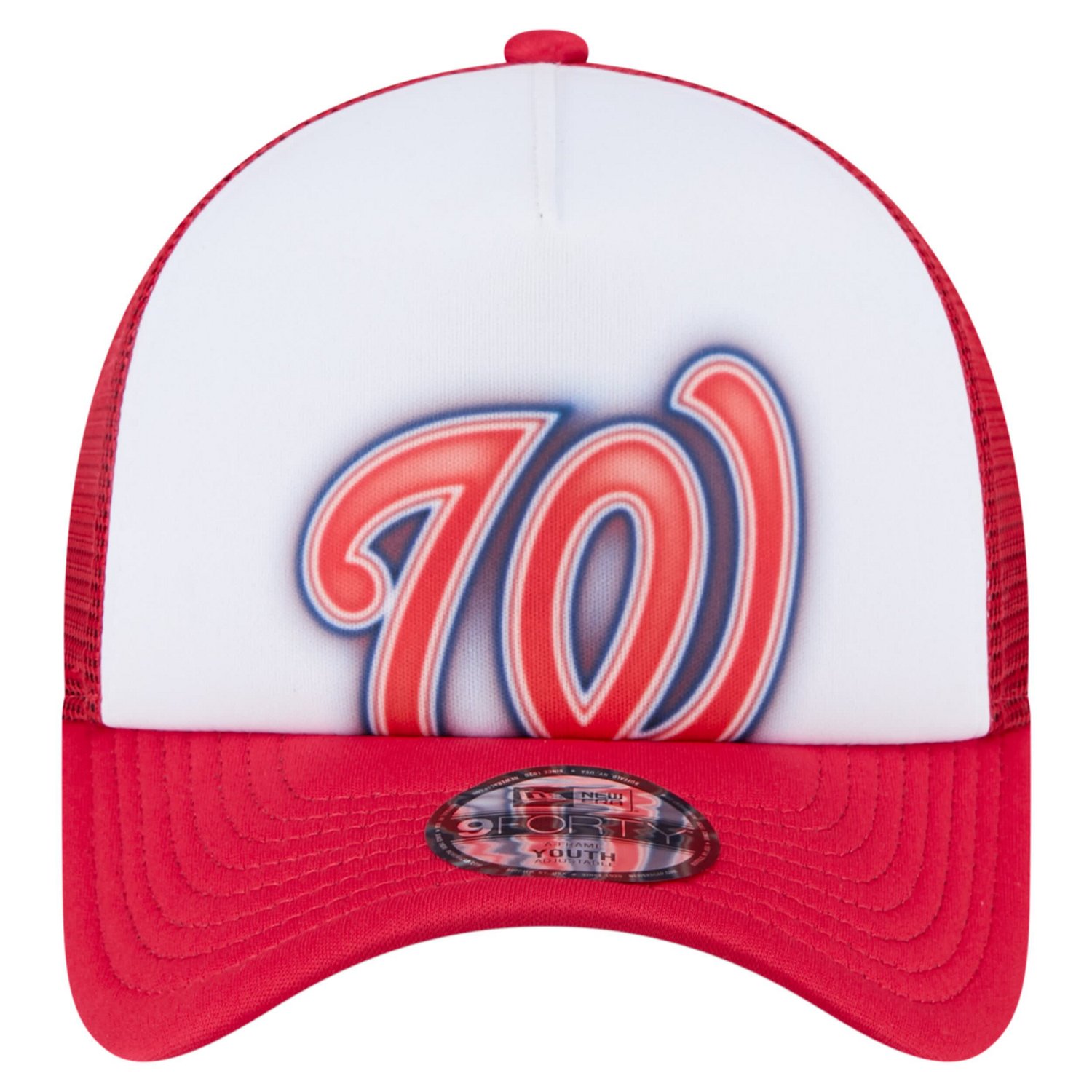 New Era Red Washington Nationals Painted A-Frame 9FORTY Trucker Adjustable Hat - view number 2
