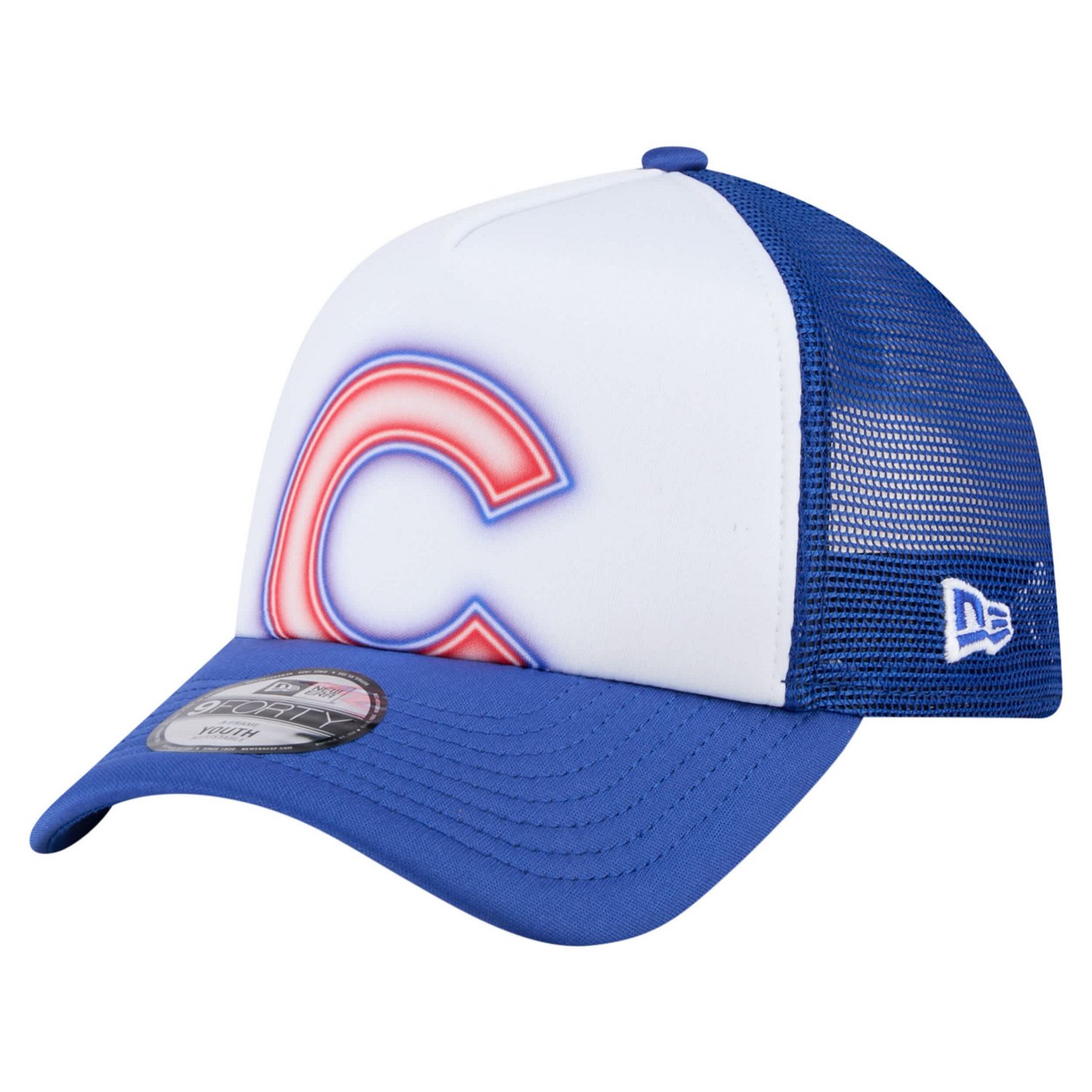 New Era Royal Chicago Cubs Painted A-Frame 9FORTY Trucker Adjustable Hat