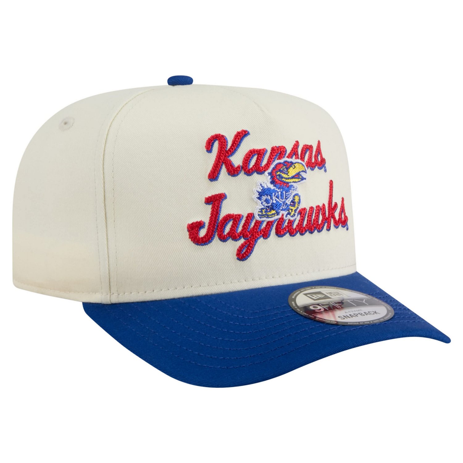 New Era Royal Kansas Jayhawks Vintage Chainstitch 9FIFTY A-Frame Snapback Hat - view number 3