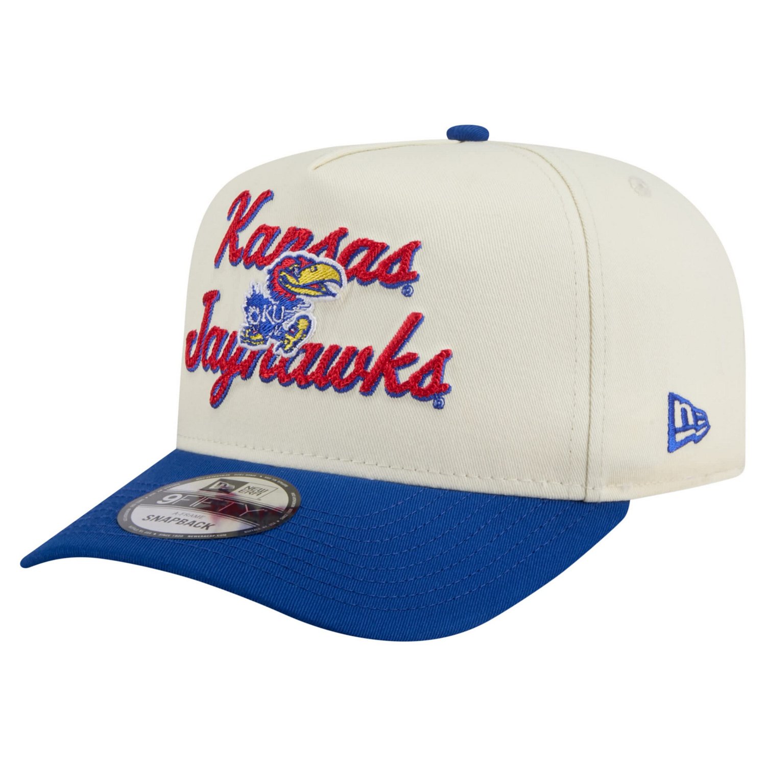 New Era Royal Kansas Jayhawks Vintage Chainstitch 9FIFTY A-Frame Snapback Hat