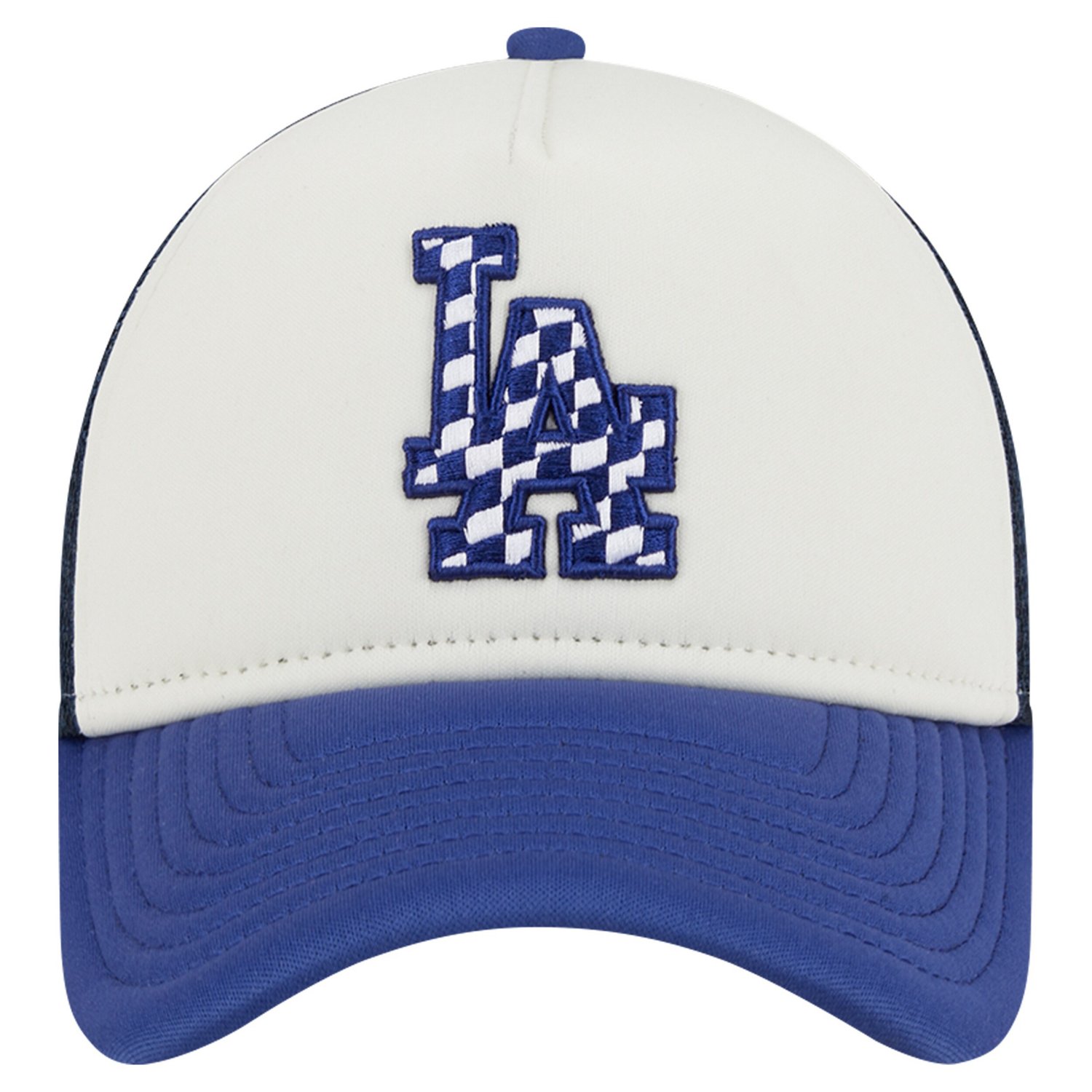 New Era Royal Los Angeles Dodgers Checkered Flag A-Frame Trucker 9FORTY Adjustable Hat