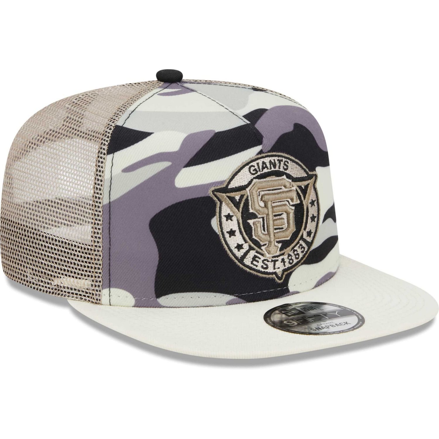 New Era San Francisco Giants Chrome Camo A-Frame 9FIFTY Trucker Snapback Hat