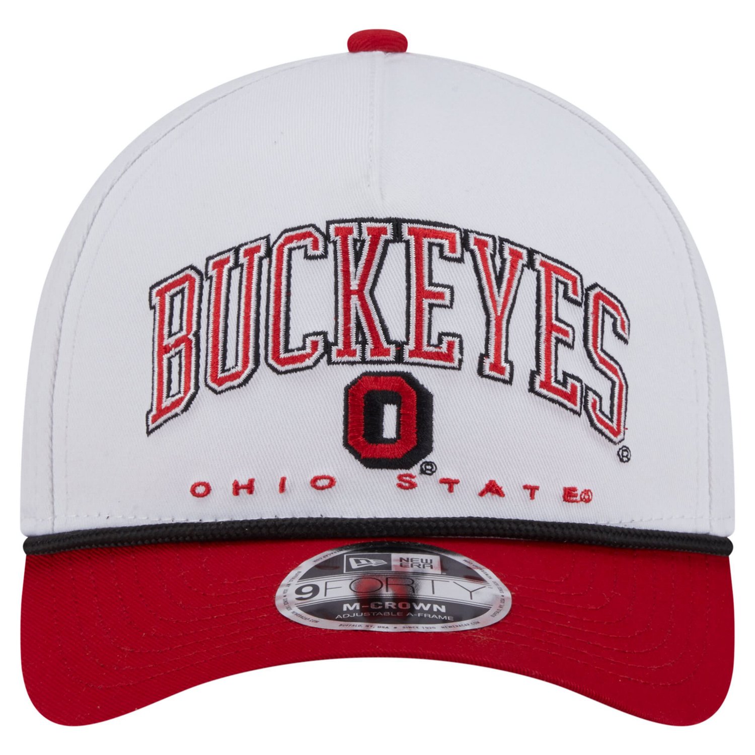 New Era Scarlet Ohio State Buckeyes Arch Two-Tone Rope 9FORTY A-Frame M-Crown Adjustable Hat - view number 2