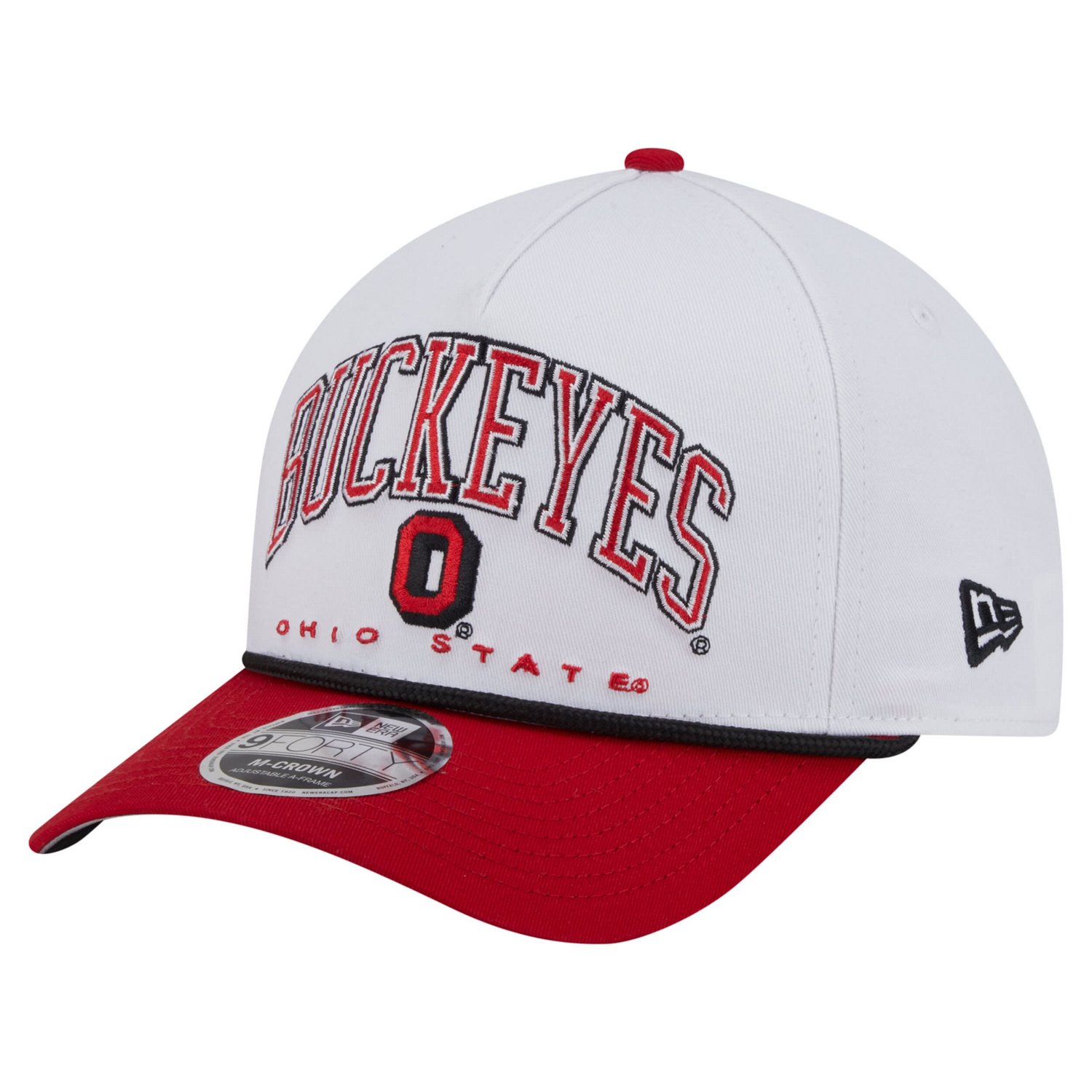 New Era Scarlet Ohio State Buckeyes Arch Two-Tone Rope 9FORTY A-Frame M-Crown Adjustable Hat